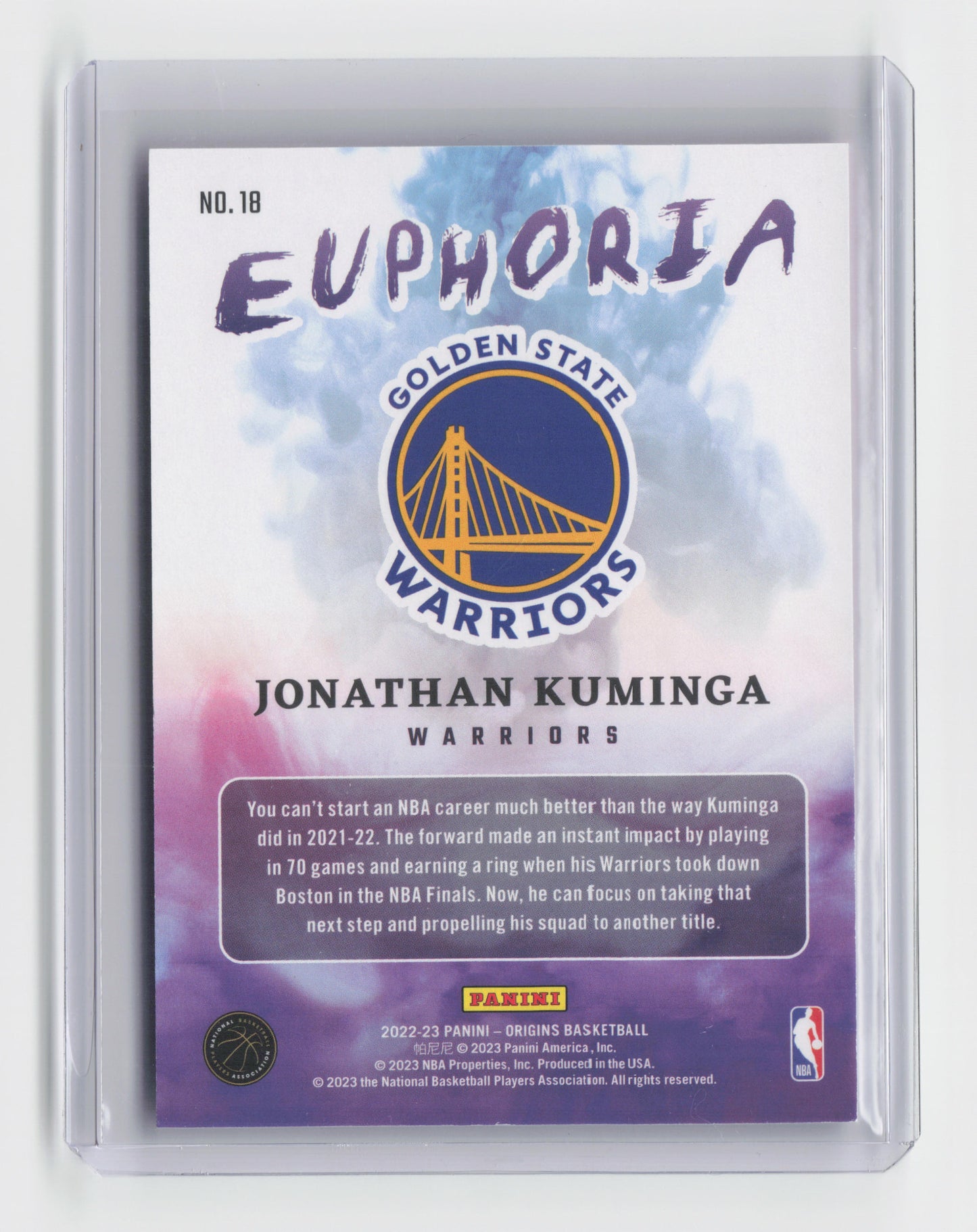 2022-23 JONATHAN KUMINGA Euphoria Pink 09/99 Origins Warriors #18