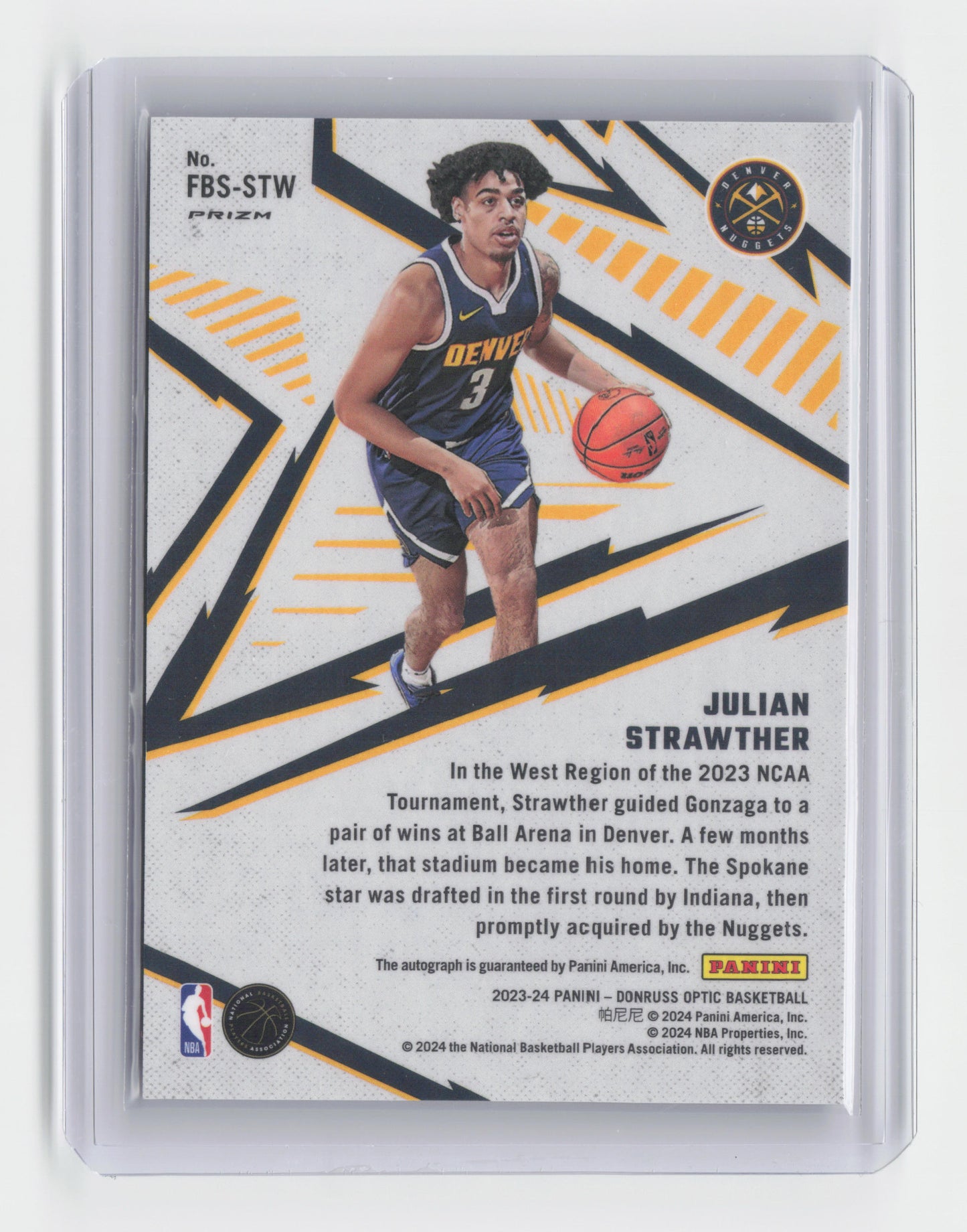 2023-24 JULIAN STRAWTHER Fast Break Signatures RC Optic Nuggets #FBS-STW