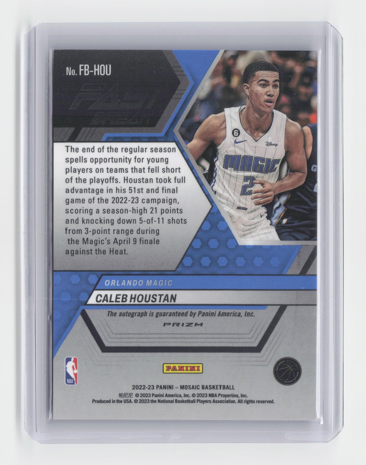 2022-23 CALEB HOUSTAN Fast Break RC Autograph Mosaic Magic #FB-HOU