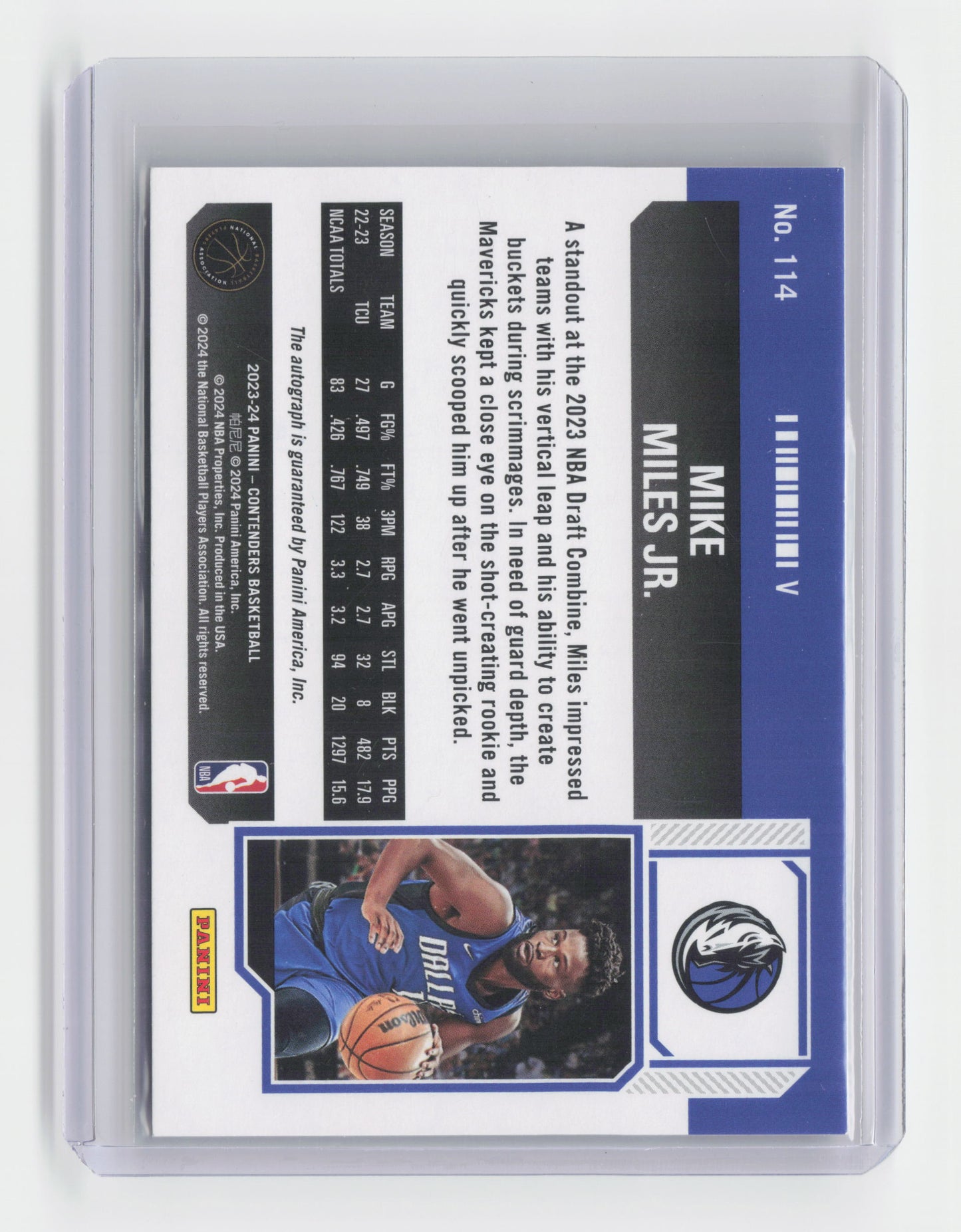 2023-24 MIKE MILES JR. Rookie Ticket Autograph RC Contenders Mavericks #114