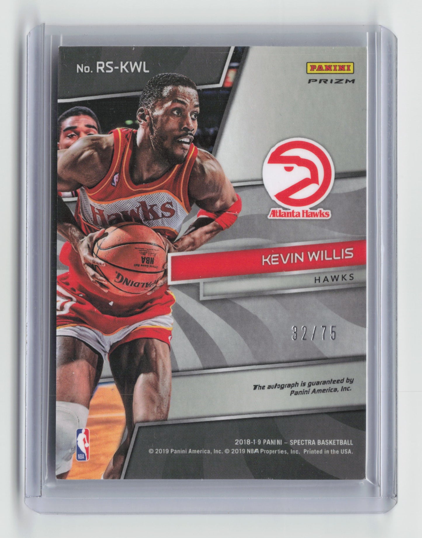 2018-19 KEVIN WILLIS Radiant Autograph 32/75 Spectra Hawks #RS-KWL