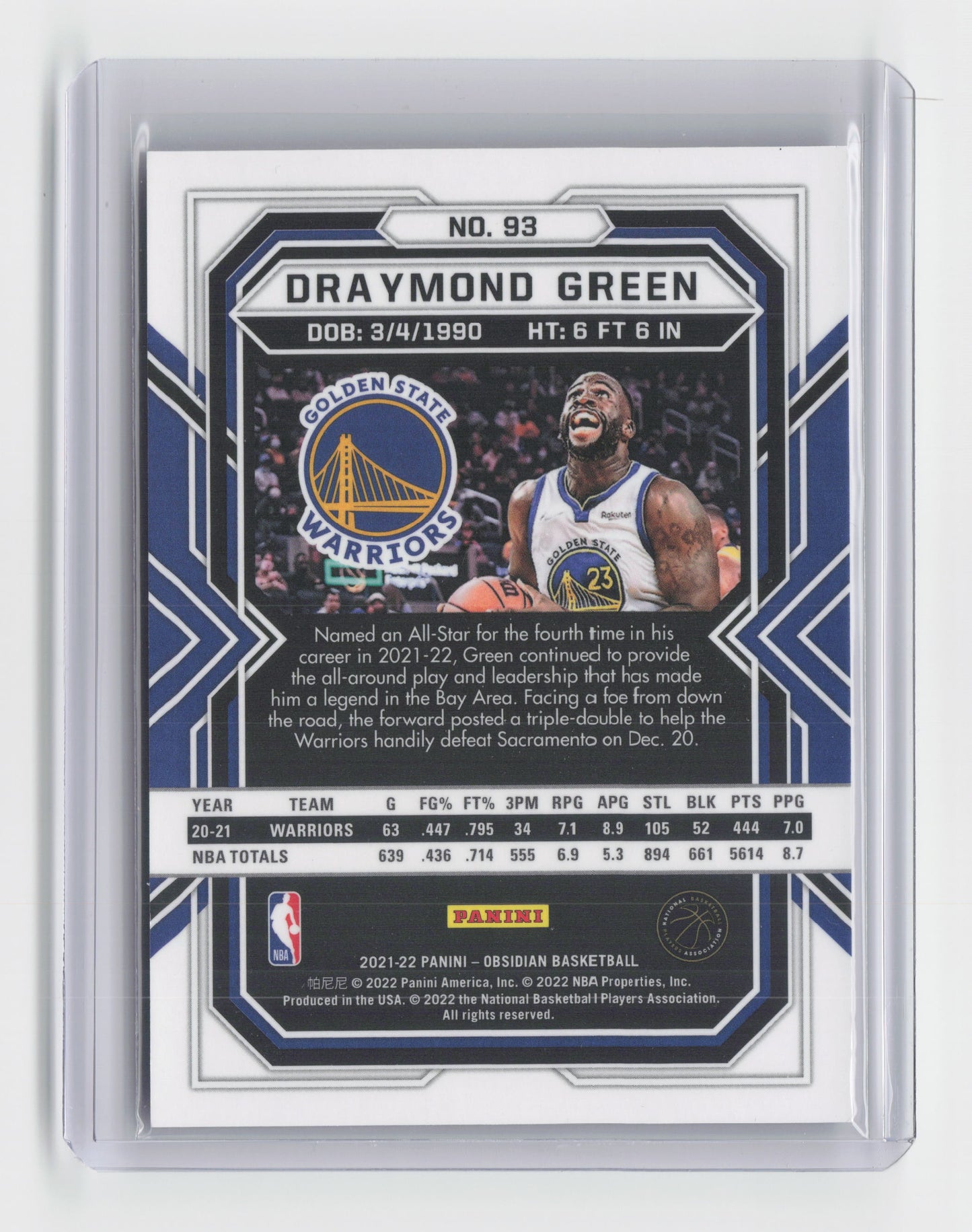 2021-22 DRAYMOND GREEN Base Obsidian Warriors #93