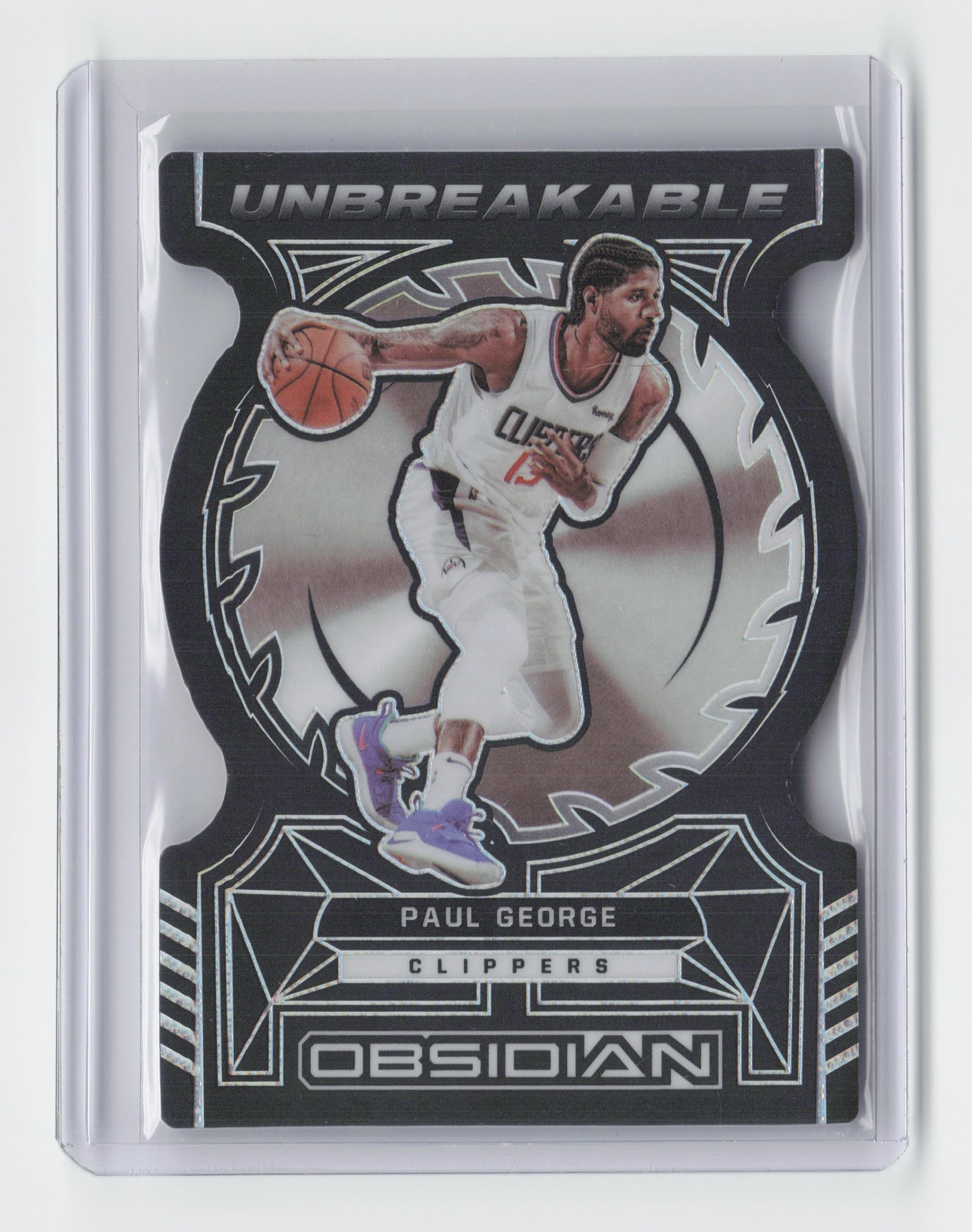 2021-22 PAUL GEORGE Unbreakable Die-Cut Holo Obsidian Clippers #13