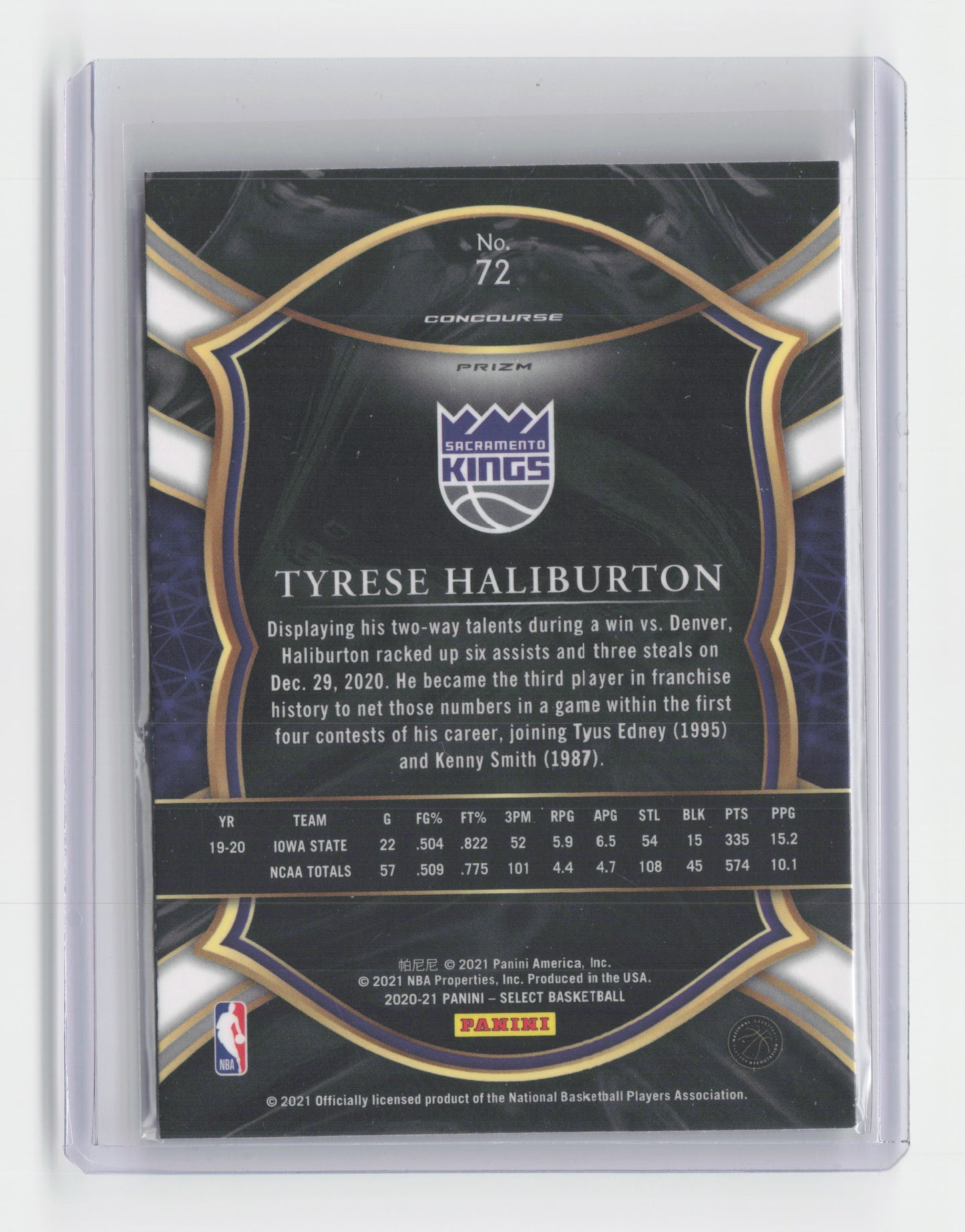 2020-21 TYRESE HALIBURTON Rookie Cracked Tri Select Kings #72
