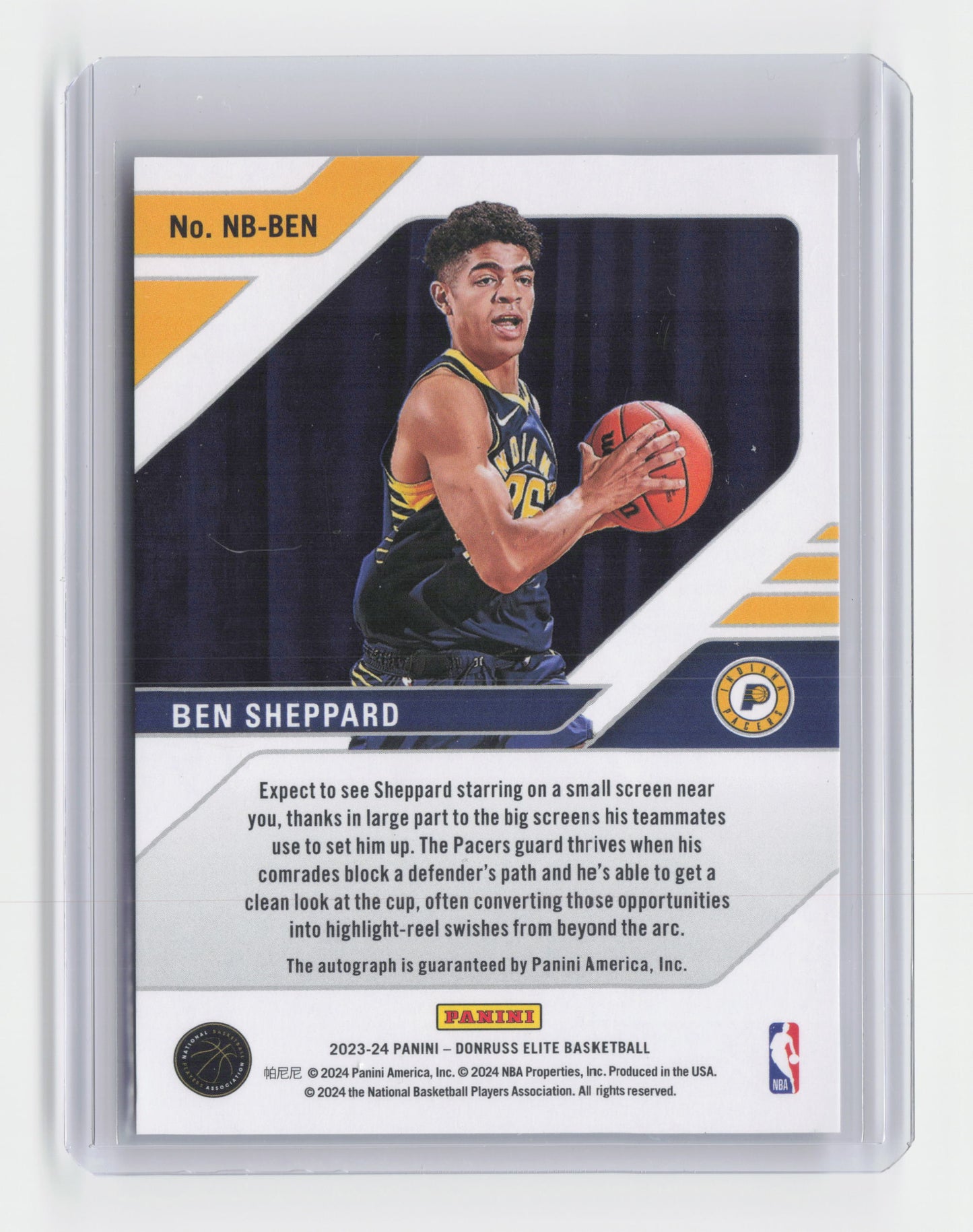 2023-24 BEN SHEPPARD New Breed Autograph Elite Pacers #NB-BEN