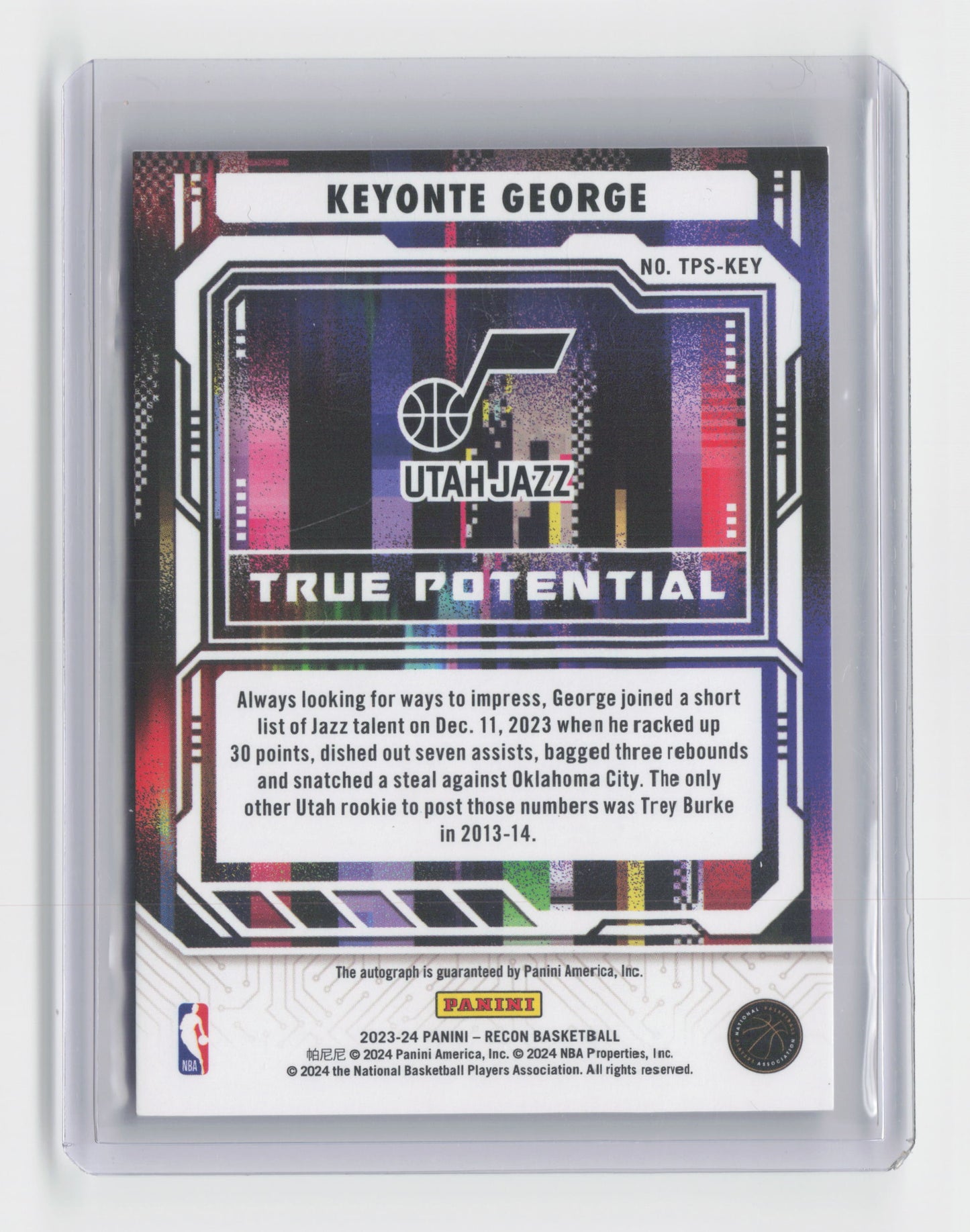 2023-24 KEYONTE GEORGE True Potential Autograph 23/49 Recon Jazz #TPS-KEY