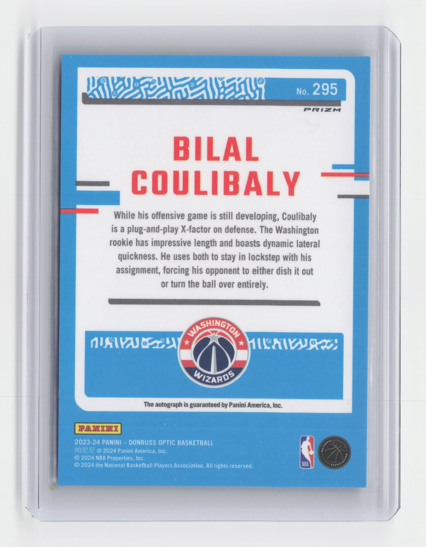 2023-24 BILAL COULIBALY Optic Green Autograph Wizards #295