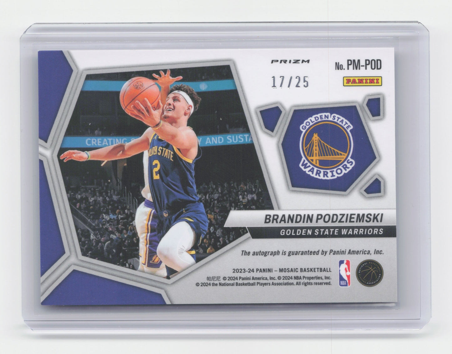2023-24 BRANDON PODZIEMSKI White Rookie Pictographs 17/25 SP Mosaic #PM-POD