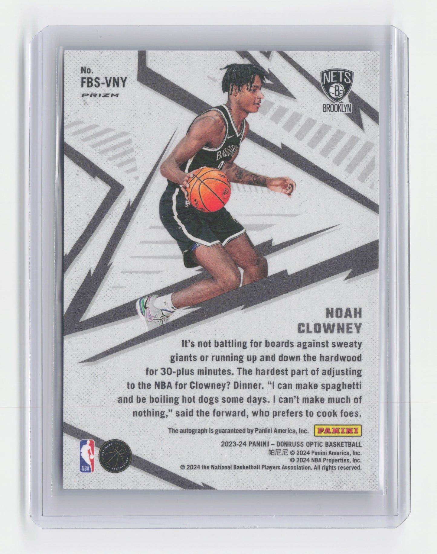2023-24 NOAH CLOWNEY Rookie Fast Break Autographs Optic Nets #FBS-VNY