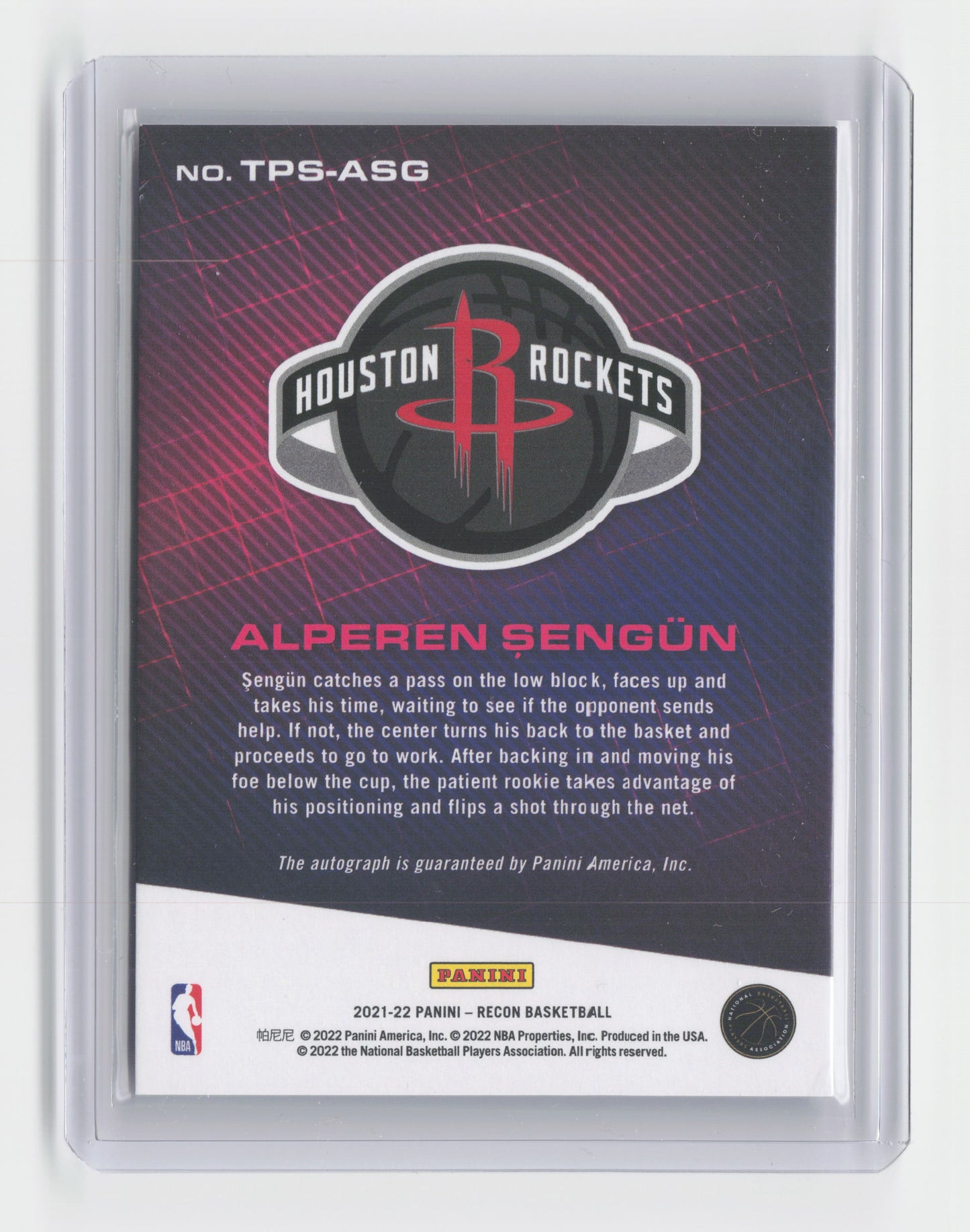 2021-22 ALPEREN SENGUN True Potential Rookie Autograph Recon Rockets #TPS-ASG