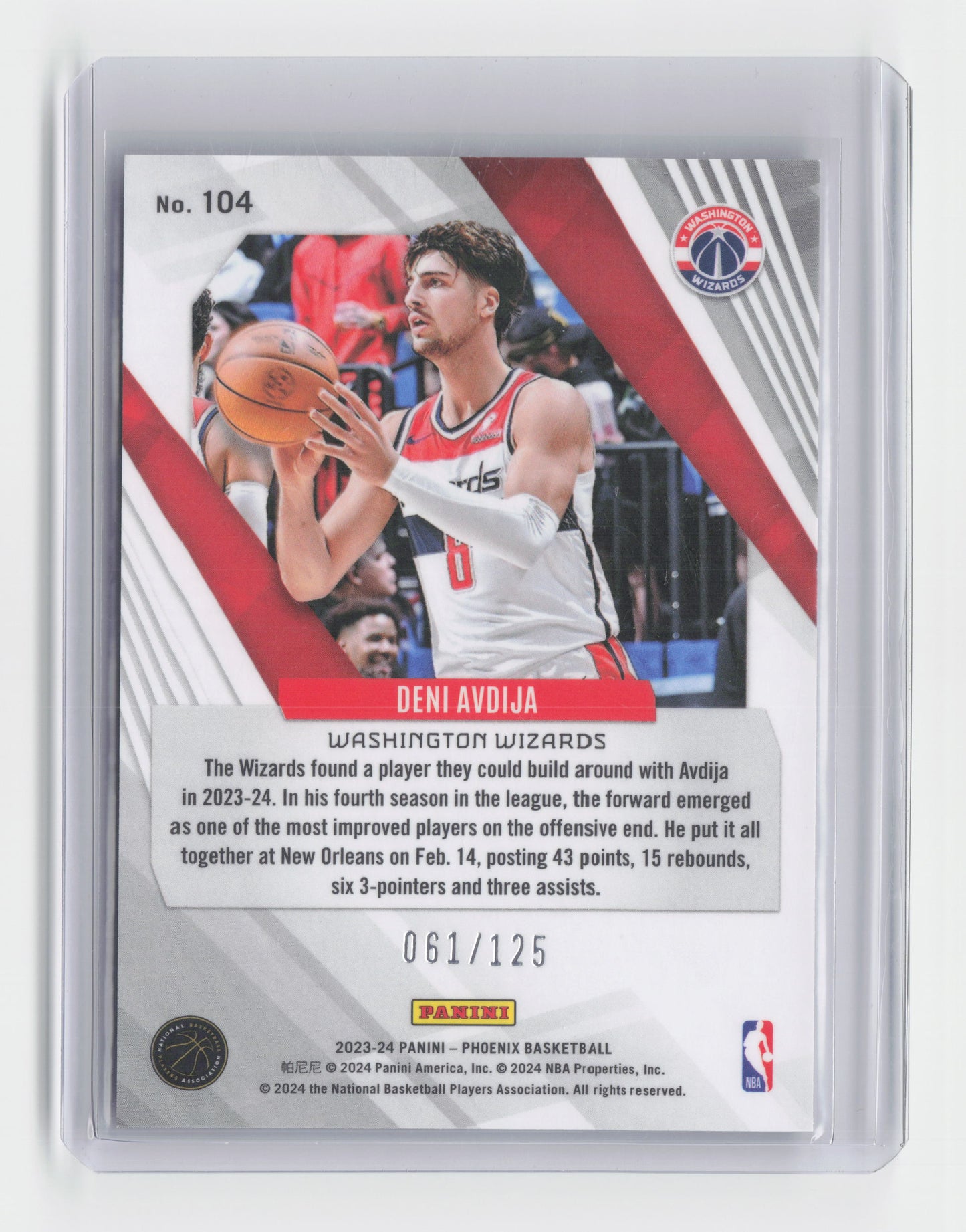 2023-24 DENI AVDIJA Seismic 61/125- Phoenix - Wizards #104