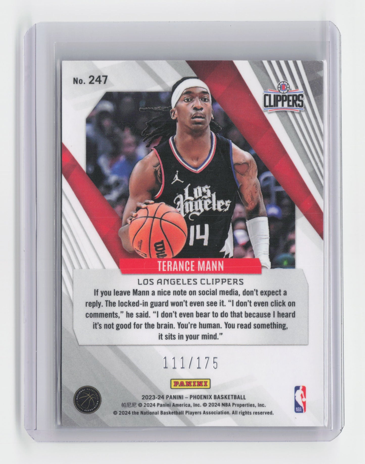 2023-24 TERANCE MANN Pink 111/175 - Phoenix - Clippers #247