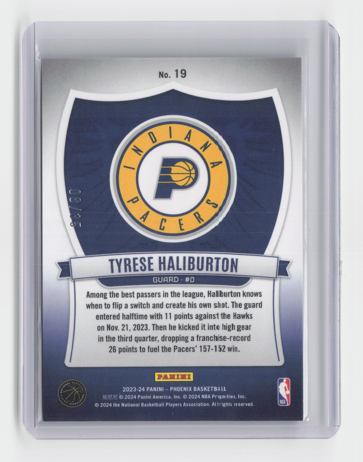 2023-24 TYRESE HALIBURTON Yellow Crusade Insert 08/35 - Phoenix - Pacers #19