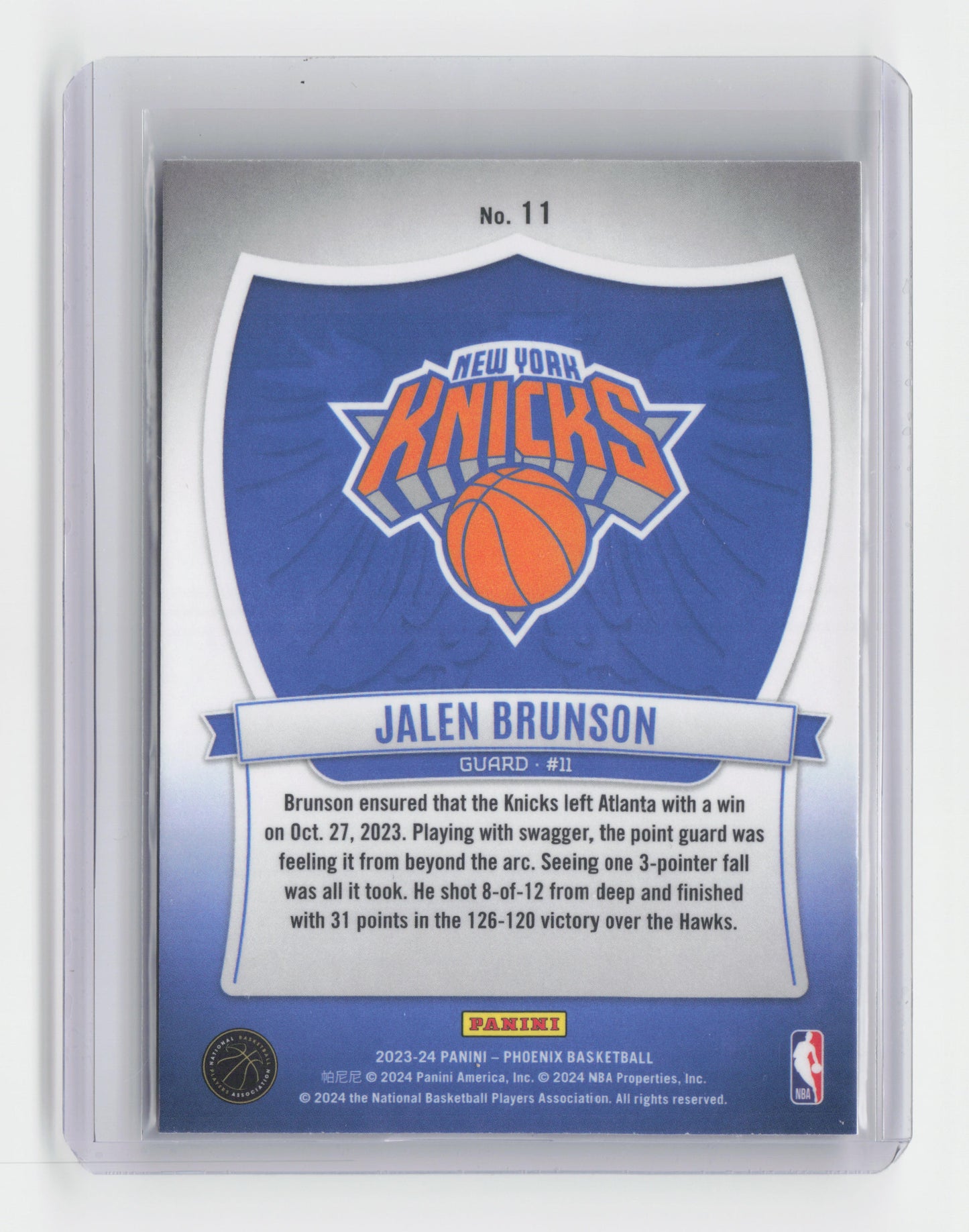 2023-24 JALEN BRUNSON Crusade Insert - Phoenix - Knicks #11