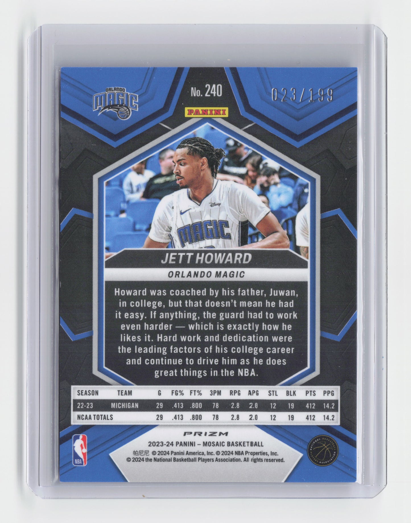 2023-24 JETT HOWARD Rookie Blue 23/199 - Mosaic - Magic #240