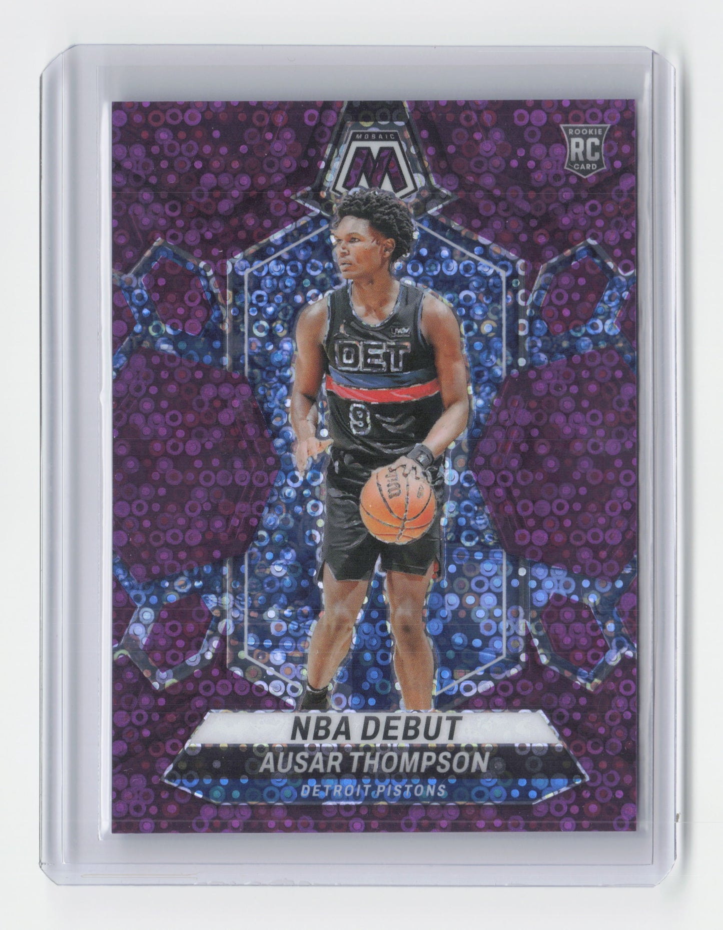 2023-24 AUSAR THOMPSON Rookie NBA Debut Purple 37/50 Mosaic FB Pistons #262