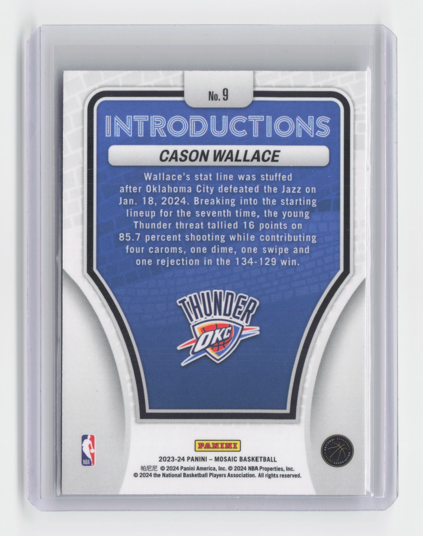 2023-24 CASON WALLACE Introductions Insert - Mosaic - OKC #9