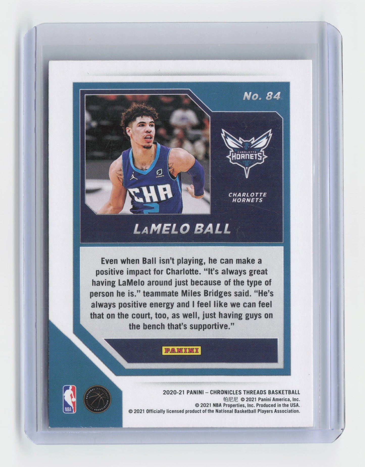2020-21 LaMelo Ball Rookie Threads - Chronicles - Hornets #84