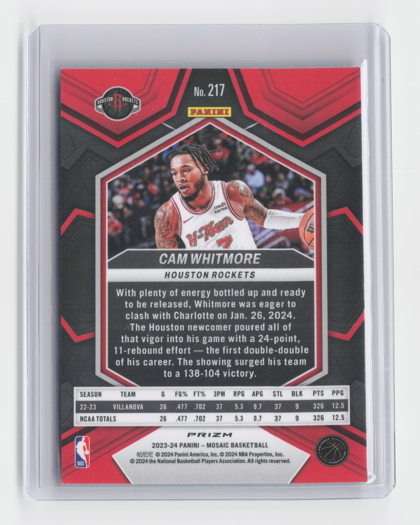 2023-24 CAM WHITMORE Rookie Green Mosaic - Mosaic - Rockets #217
