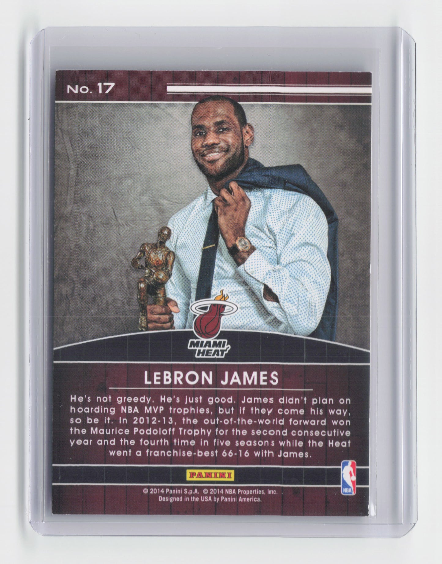 2014 - 15 LEBRON JAMES High Honors Insert - Heat - #17