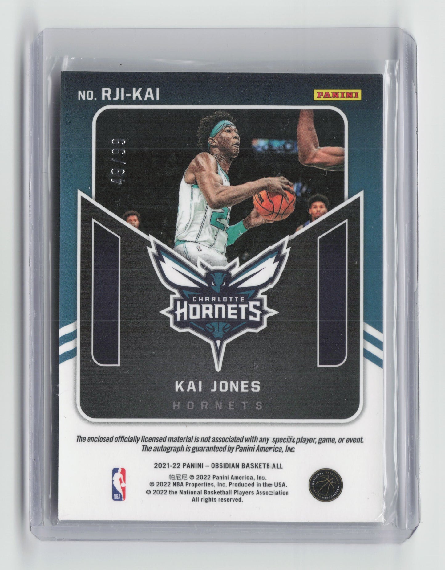 2021-22 KAI JONES Rookie Jersey Ink 49/99 - Obsidian - Hornets