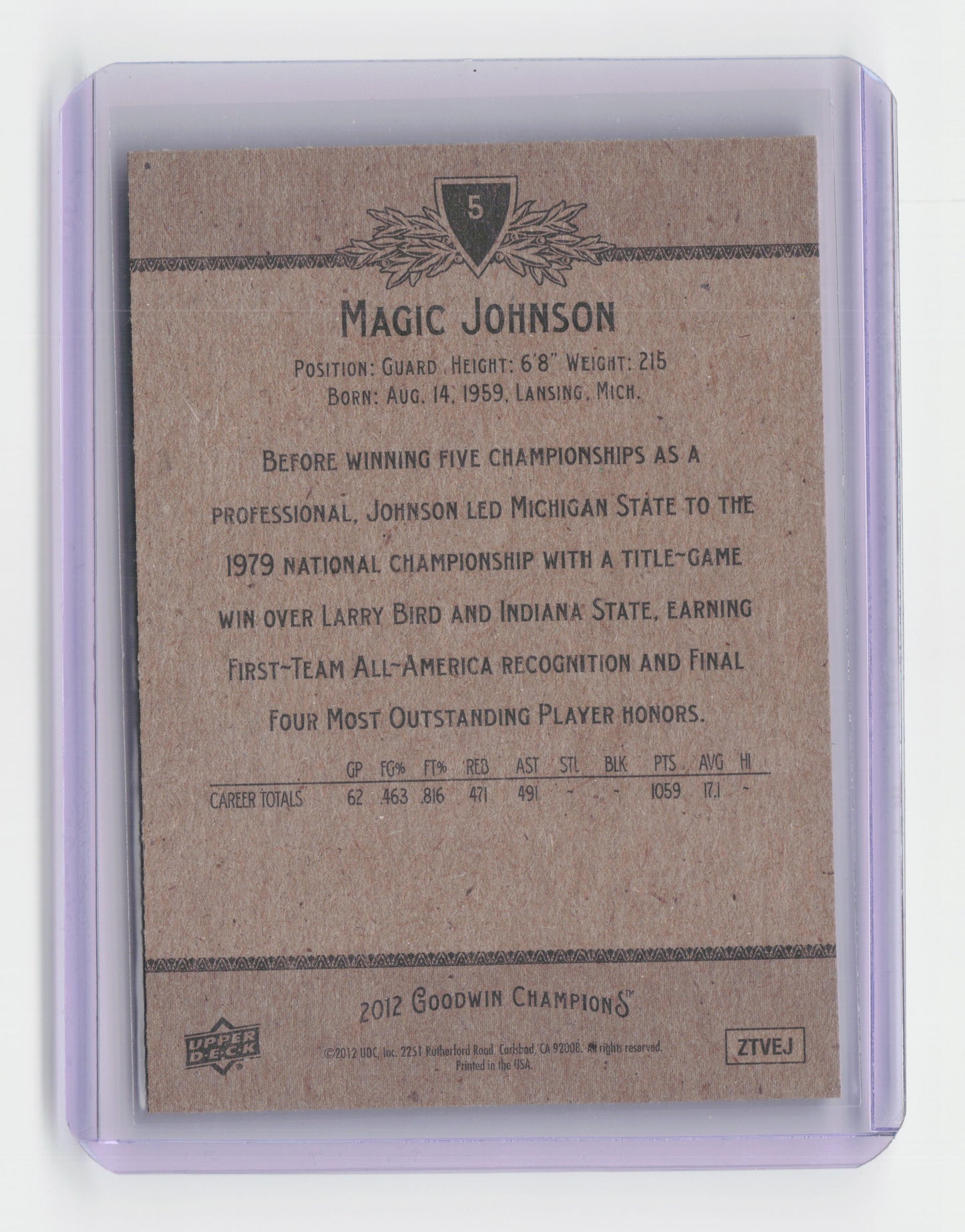 2012 Magic Johnson - GOODWIN CHAMPIONS - Lakers - #5