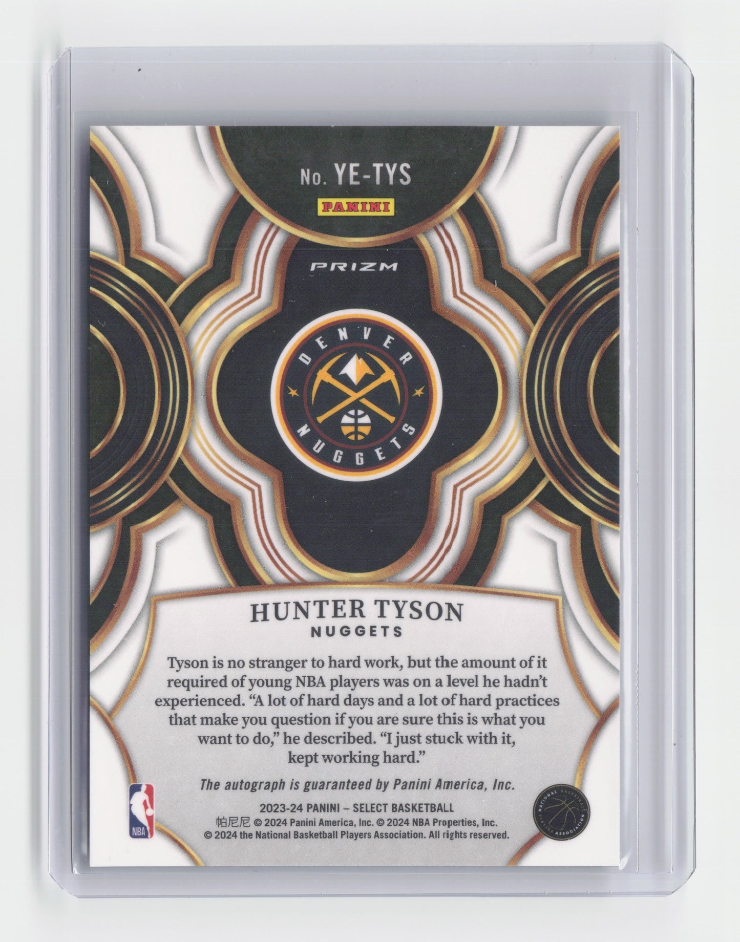 2023-24 HUNTER TYSON RC Youth Explosion Auto Green Cracked Ice Nuggets