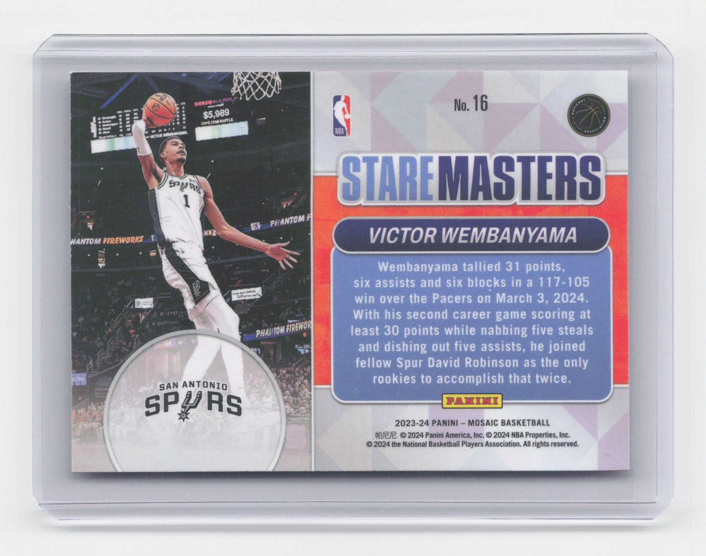 2023-24 VICTOR WEMBANYAMA Stare Masters Mosaic Spurs #16
