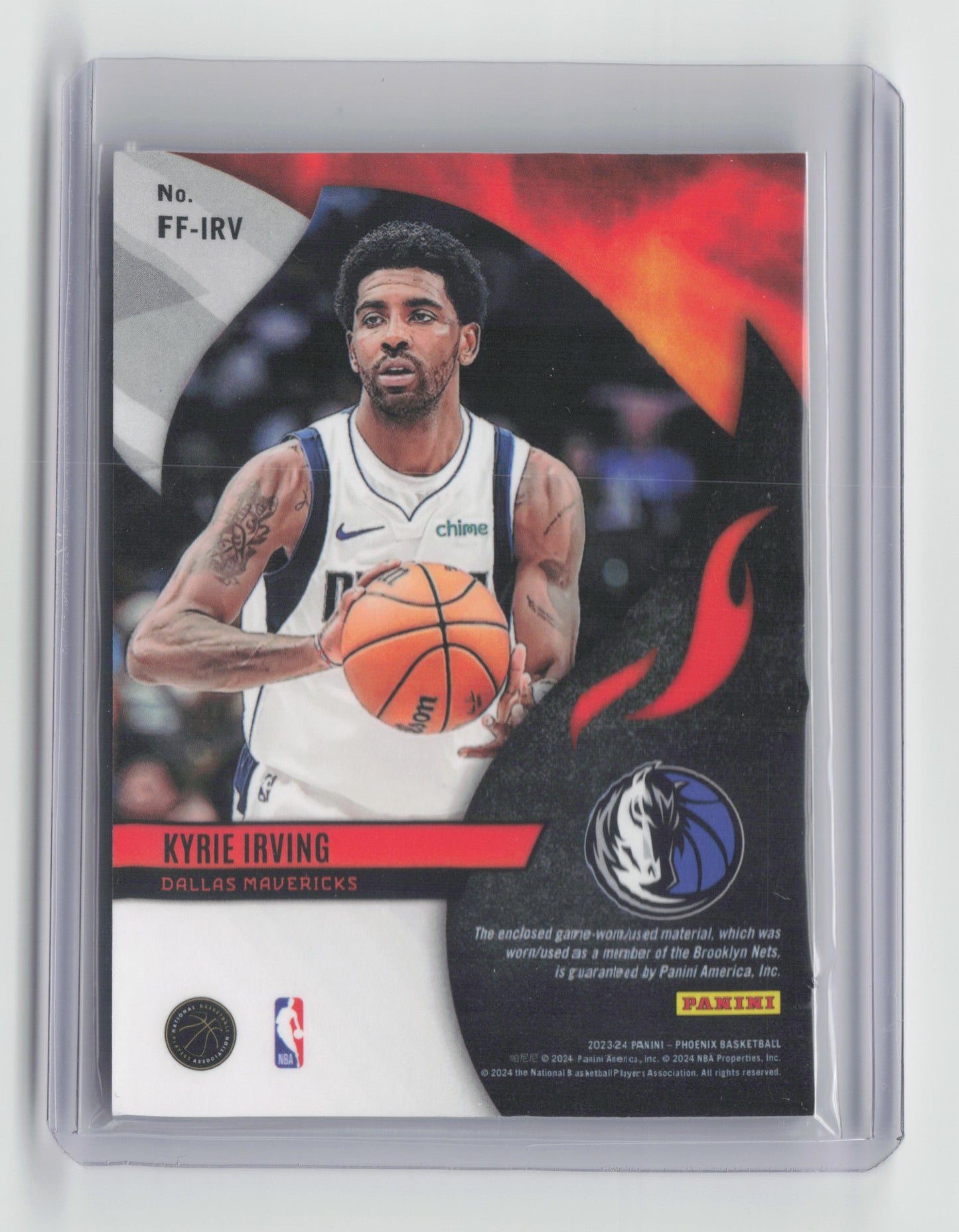 2023-24 KYRIE IRVING silver Fire Fabrics Game worn Phoenix Hobby- Mavericks