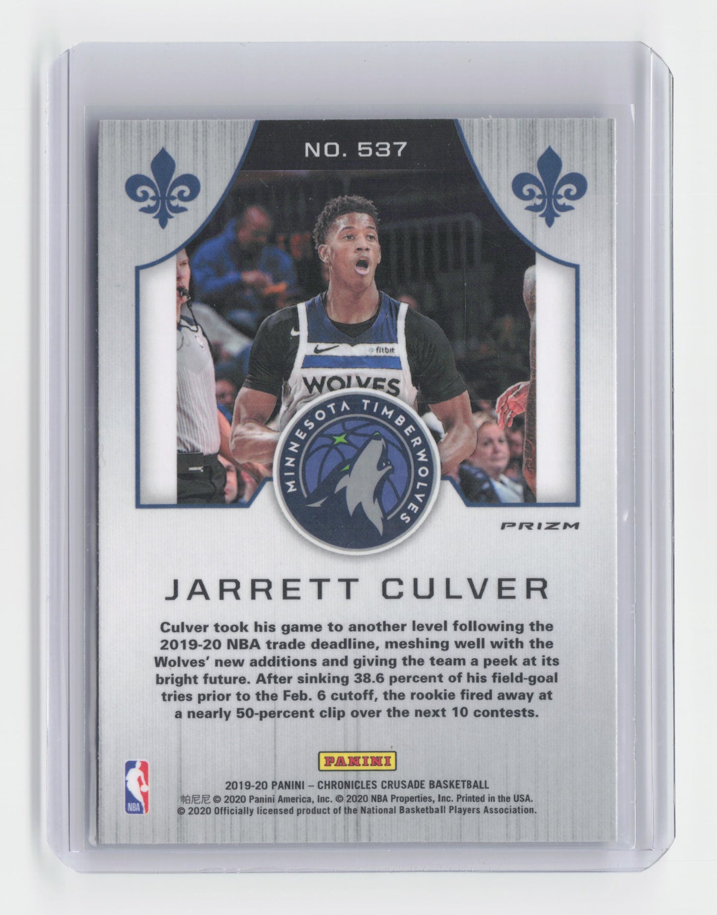 2023-24 JARRETT CULVER - Silver Crusade - Chronicles - Timberwolves #537