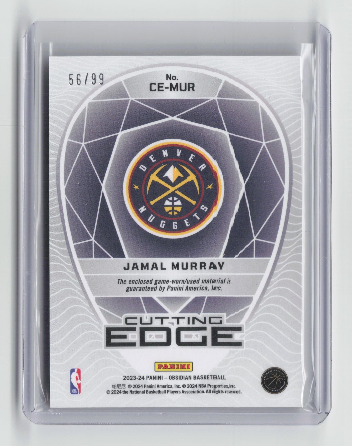 2023-24 JAMAL MURRAY - Cutting Edge Game Worn Orange 56/99 - Obsidian - Nuggets
