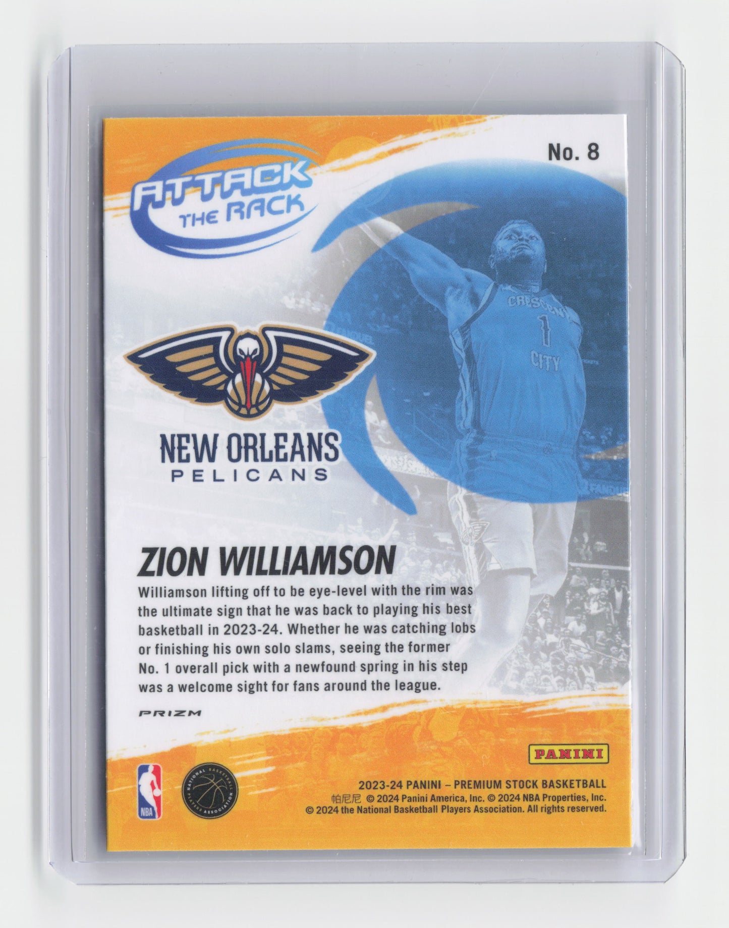 2023-24 ZION WILLIAMSON Holo Attack the rack insert - Hoops - Pelicans #8