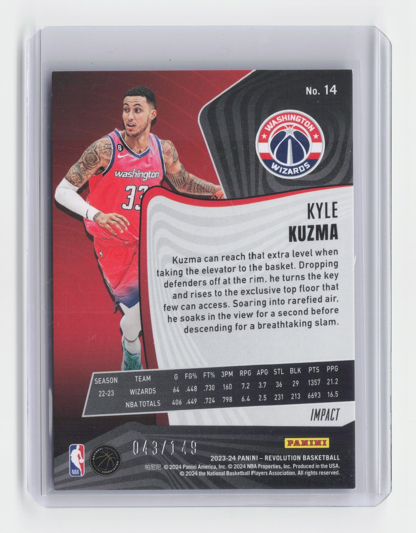 2023-24 KYLE KUZMA Impact 43/149 - Revolution - Wizards #14