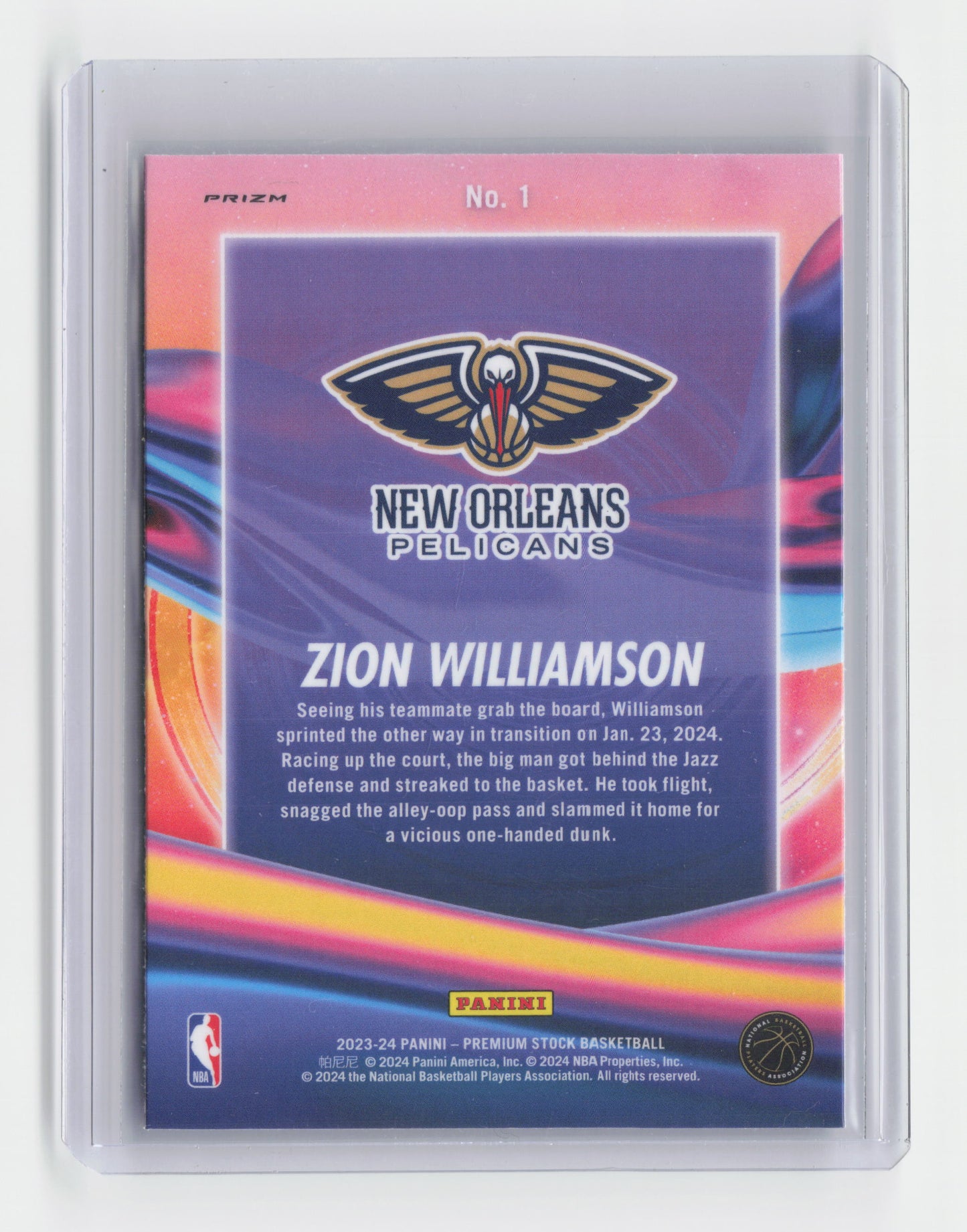 2023-24 ZION WILLIAMSON Holo Anti Gravity Insert - Hoops - Pelicans #1