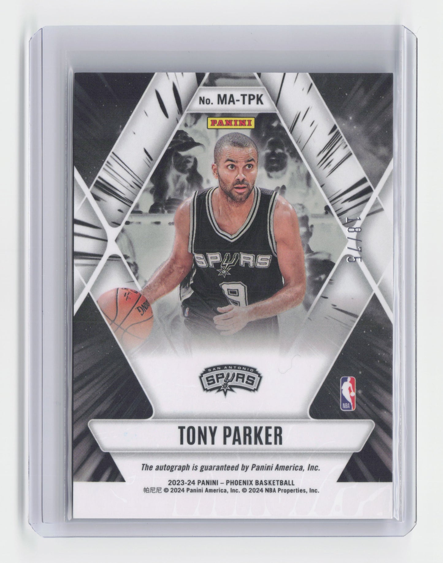 2023-24 TONY PARKER Mythical Auto 18/75 - Phoenix - Spurs