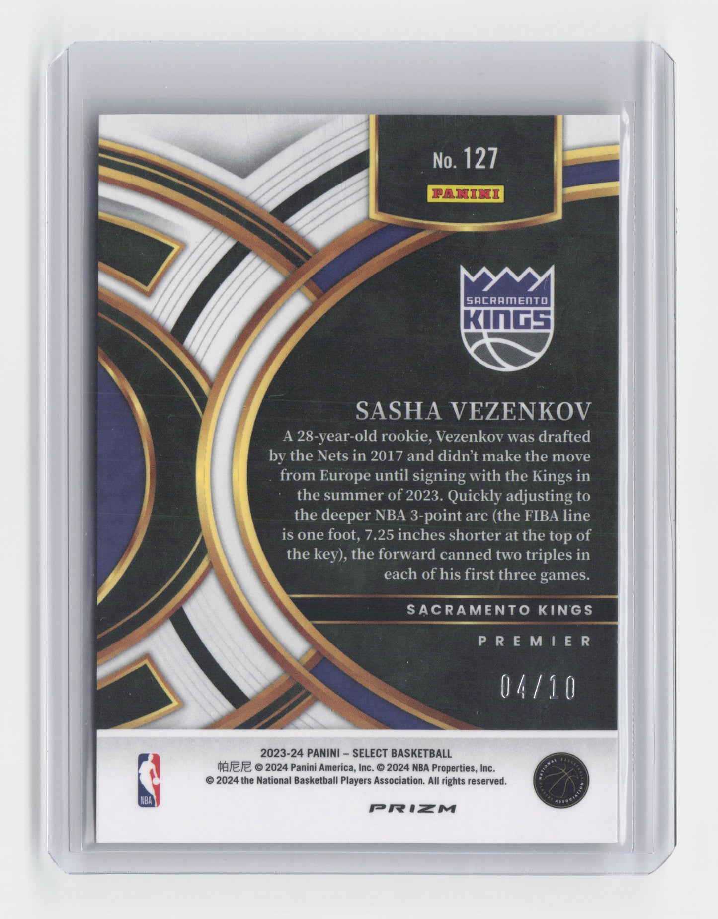 2023-24 SASHA VEZENKOV - Premier Gold 4/10 - Select - Kings #127