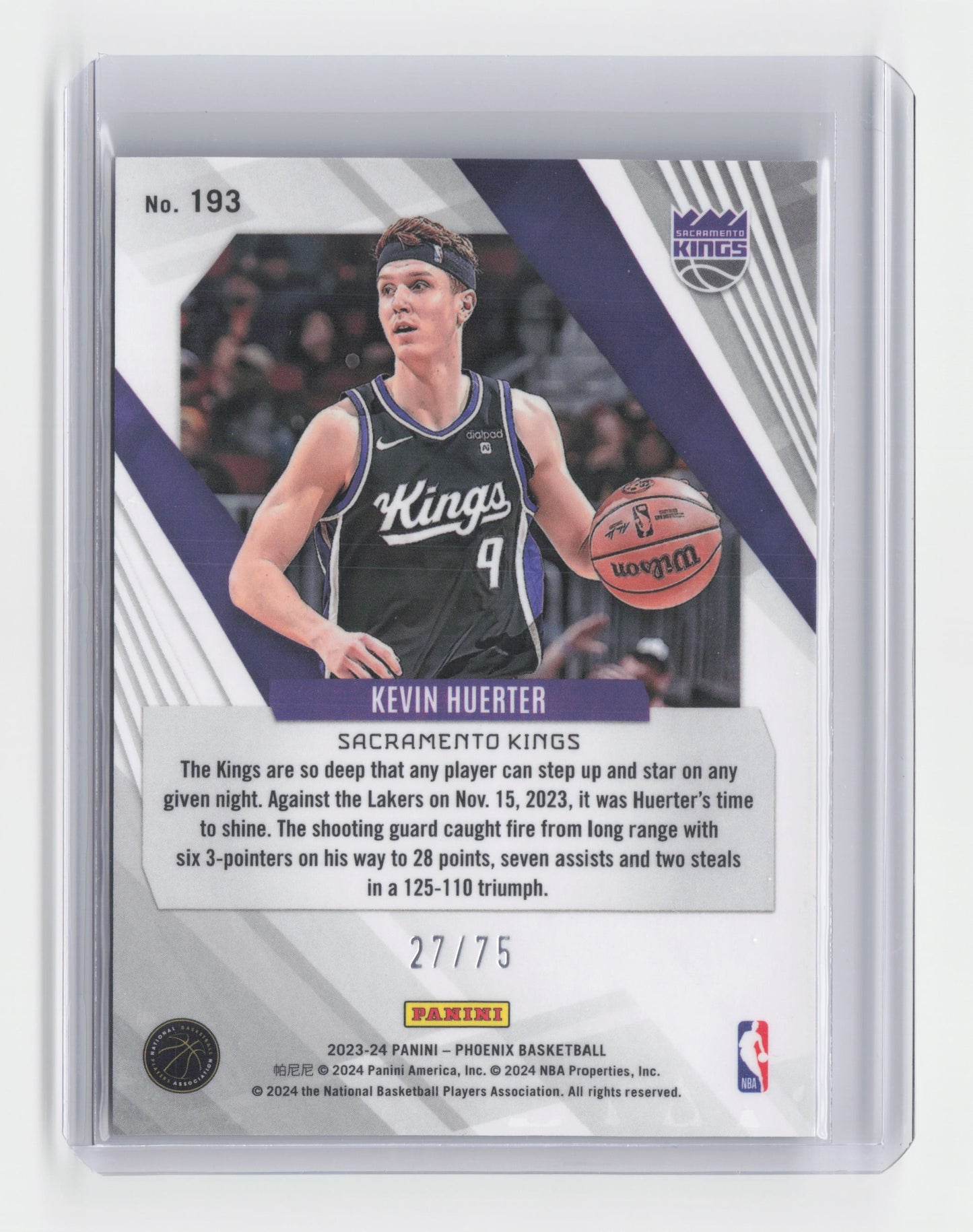 2023-24 KEVIN HUERTER - Lava 27/75 - Phoenix - Kings #193