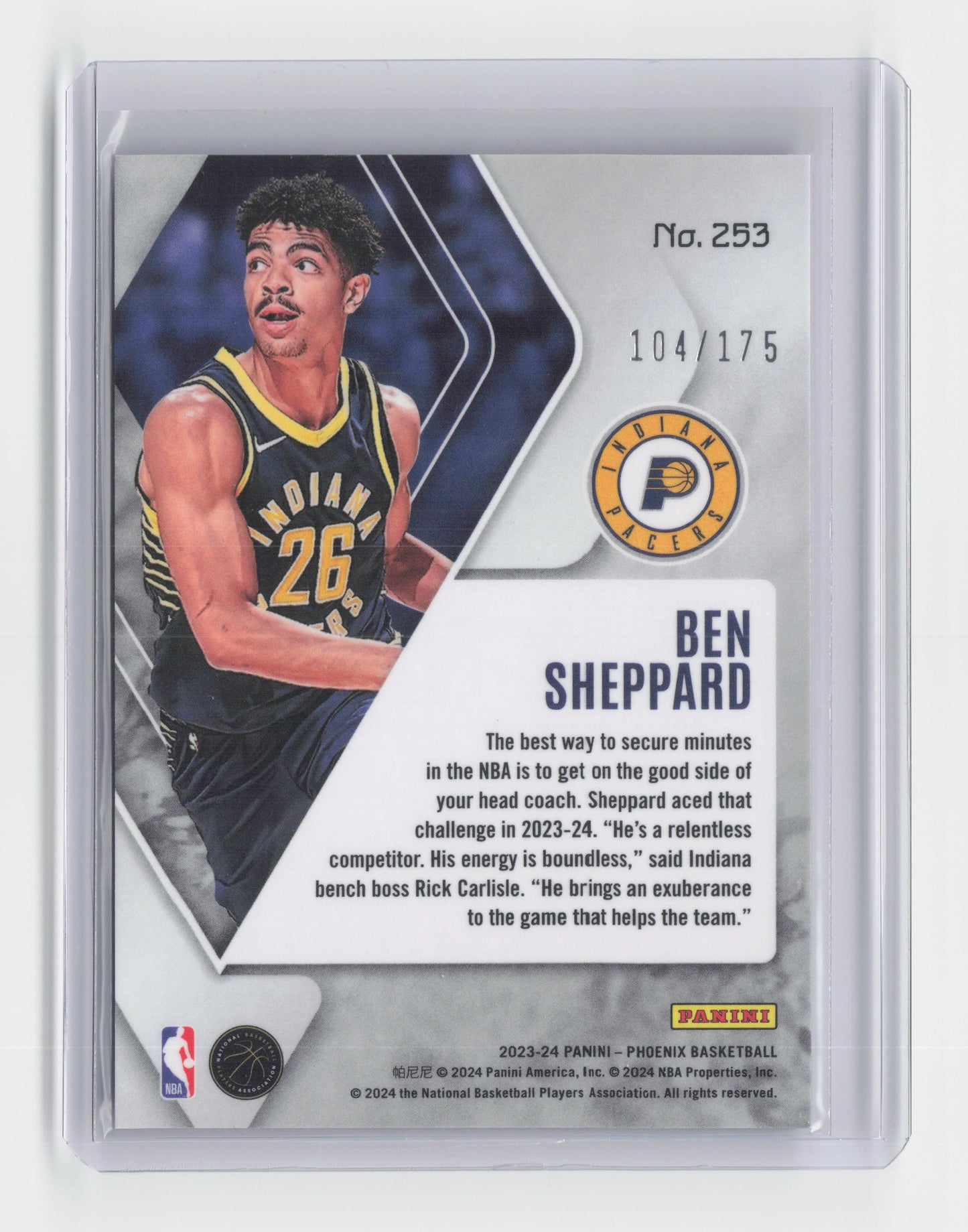2023-24 BEN SHEPPARD - Pink 104/175 Rookie - Phoenix - Pacers #253