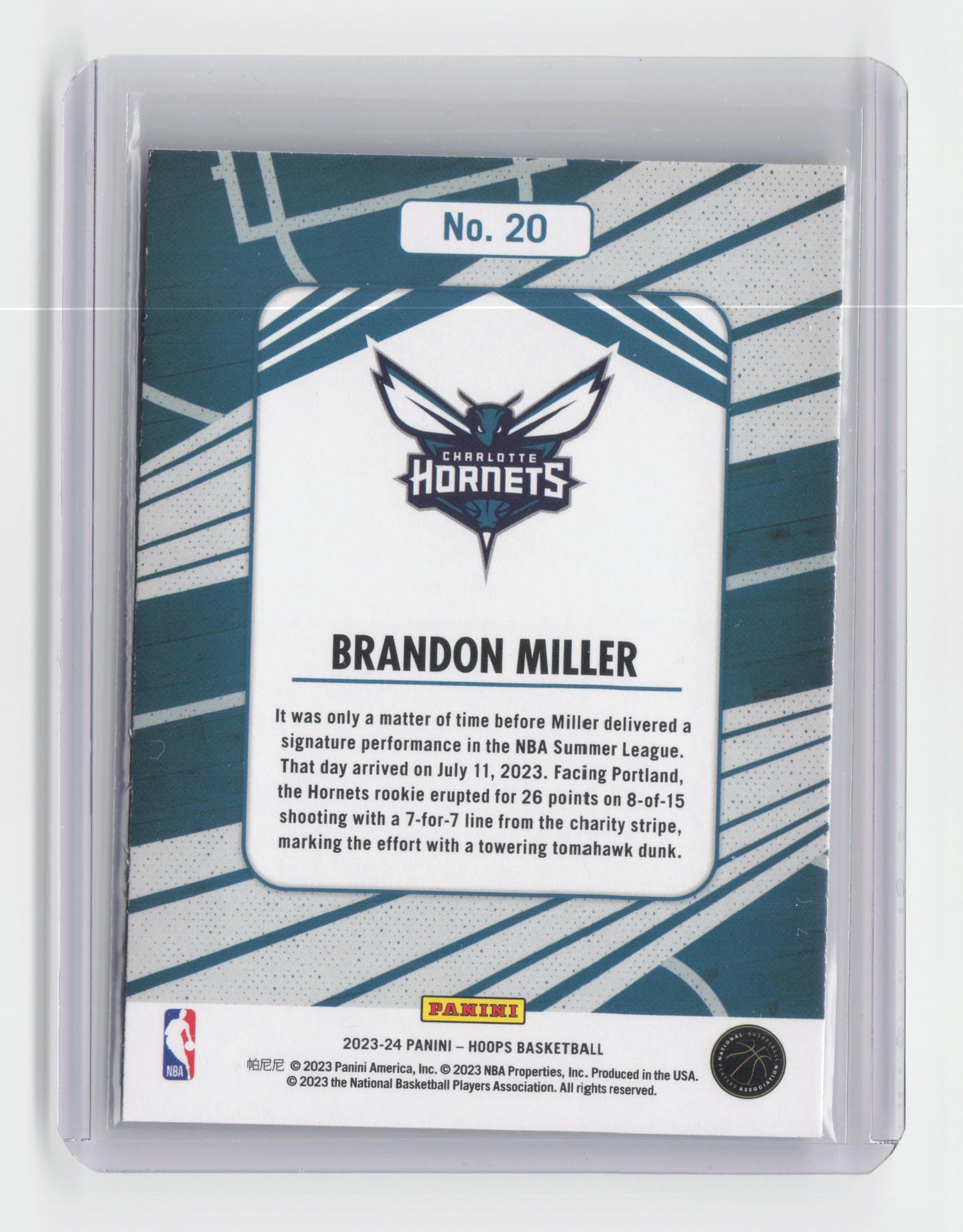 2023-24 BRANDON MILLER - We got next Holo - Hoops - Hornets #20