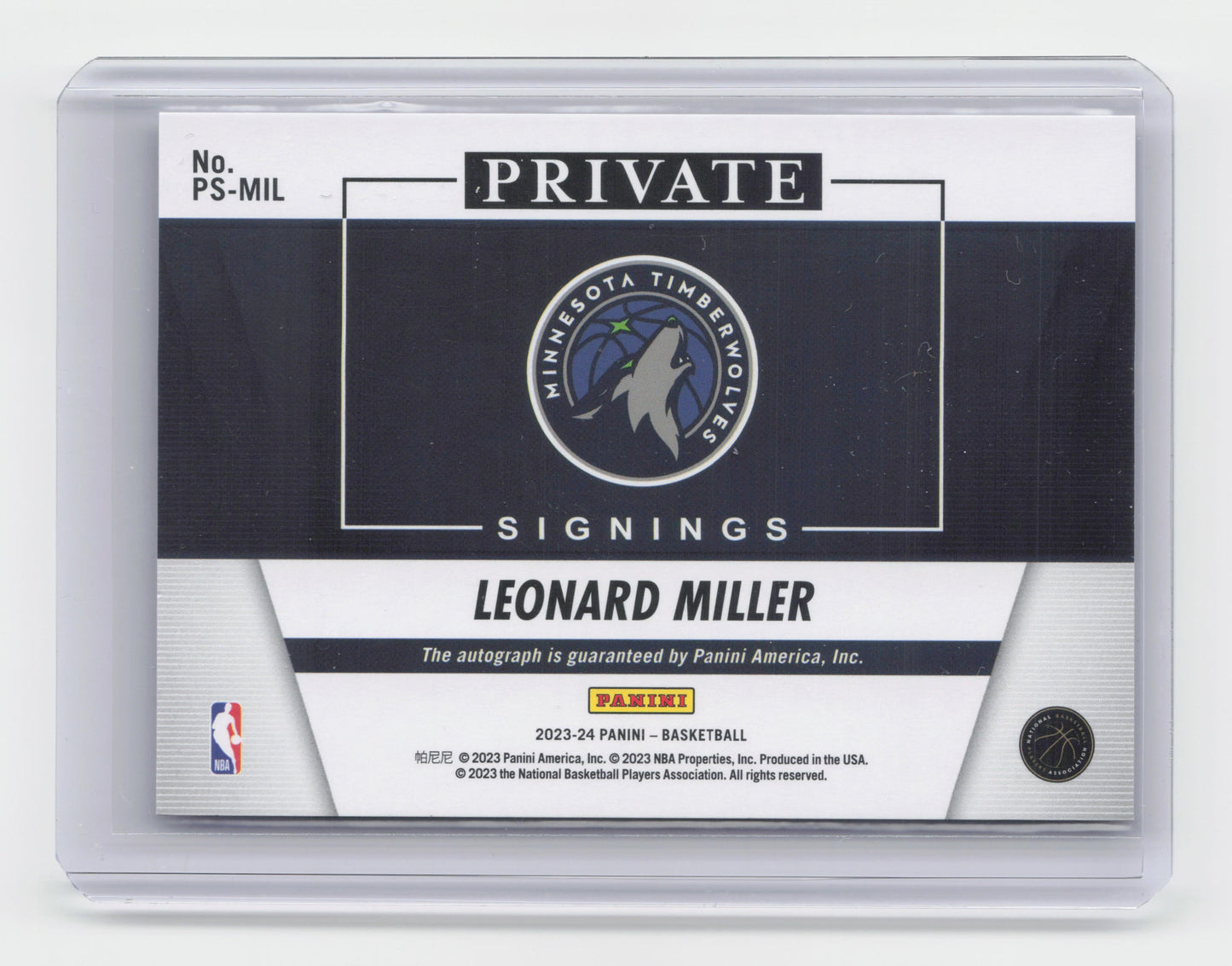 2023-24 - LEONARD MILLER - Private Signings - Timberwolves