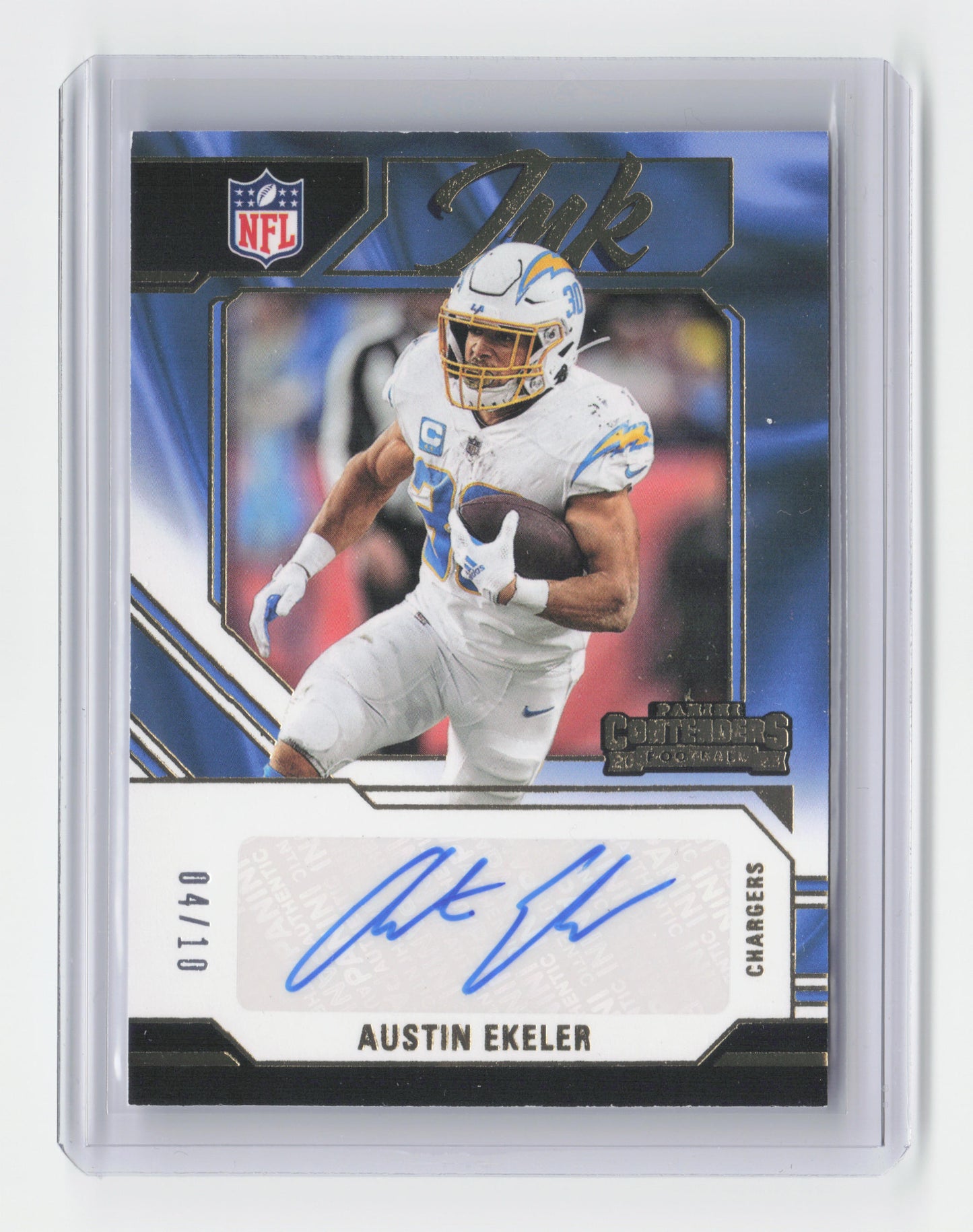 2023 AUSTIN EKELER Ink Gold Autograph 04/10 Contenders #INK-AE NFL