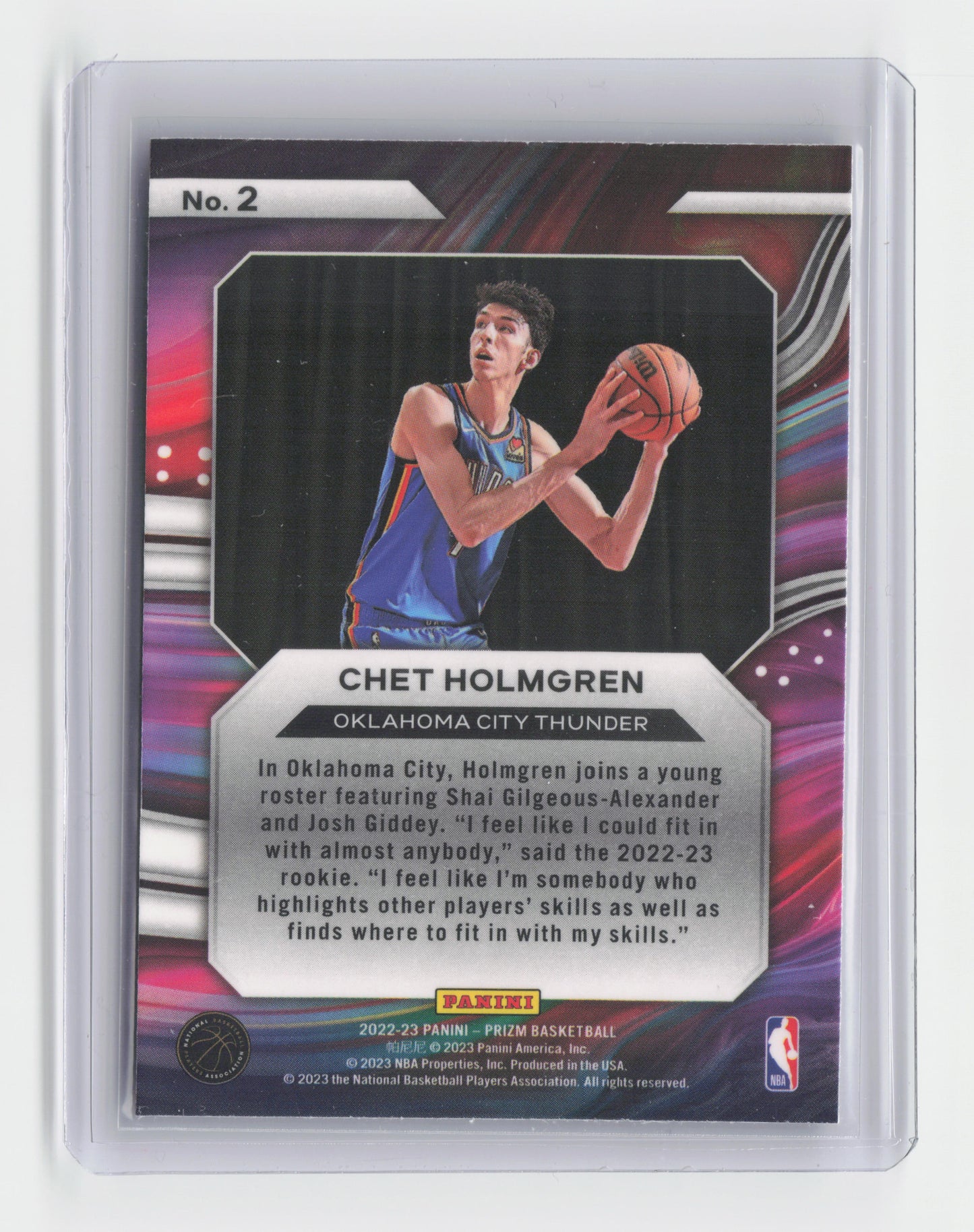 2022-23 CHET HOLMGREN - Rookie Instant Impact - Prizm - OKC #2
