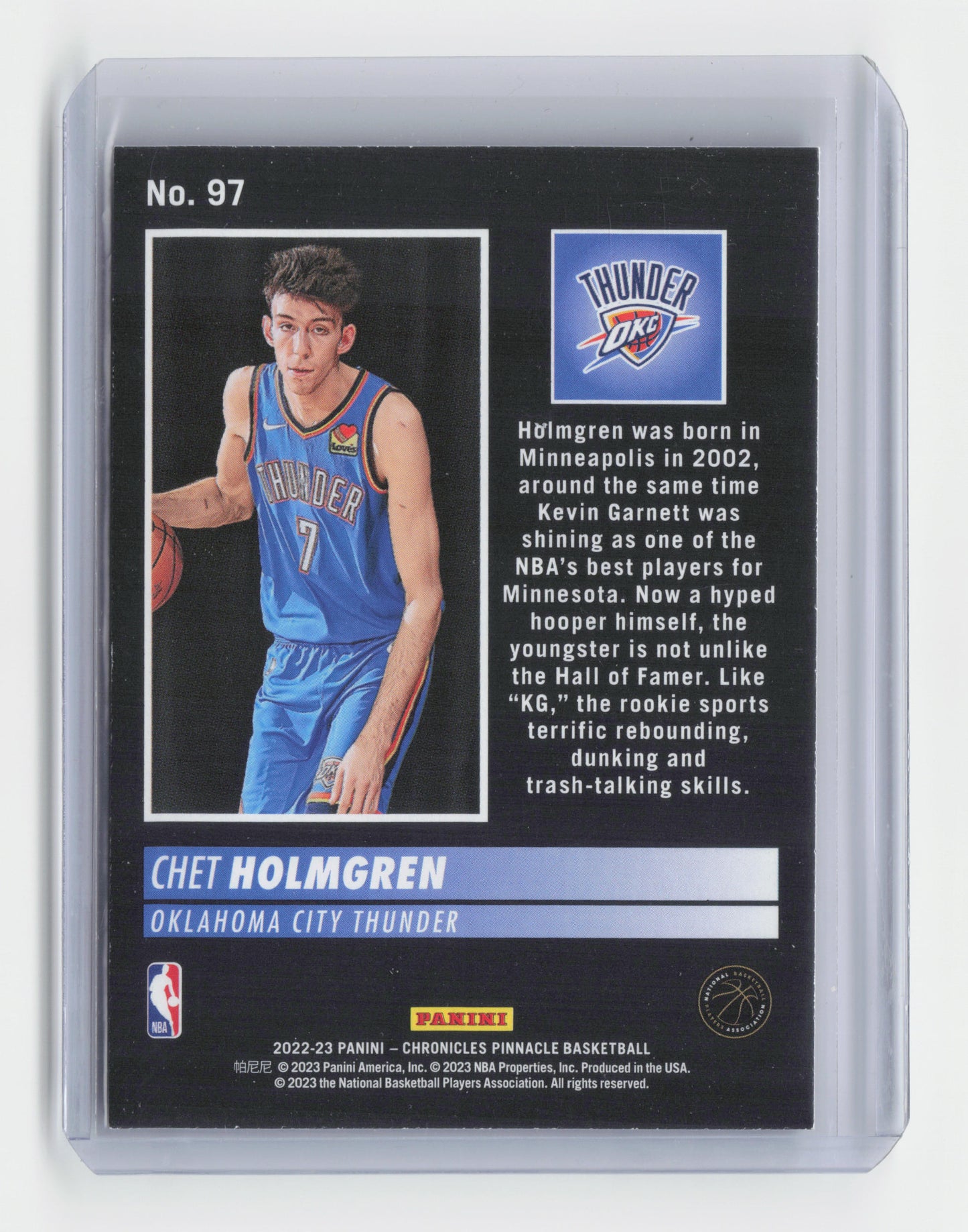 2022-23 CHET HOLMGREN - Pinnacle Rookie - Chronicles - OKC #97