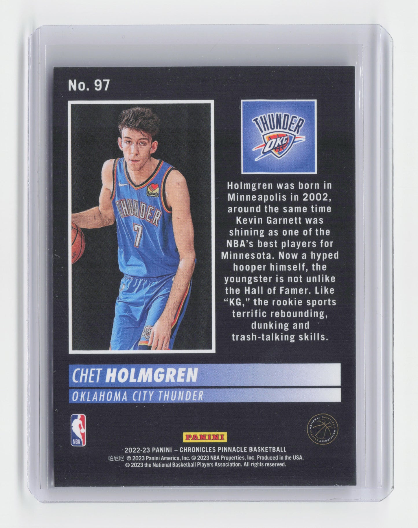 2022-23 CHET HOLMGREN - Pinnacle Rookie - Chronicles - OKC #97