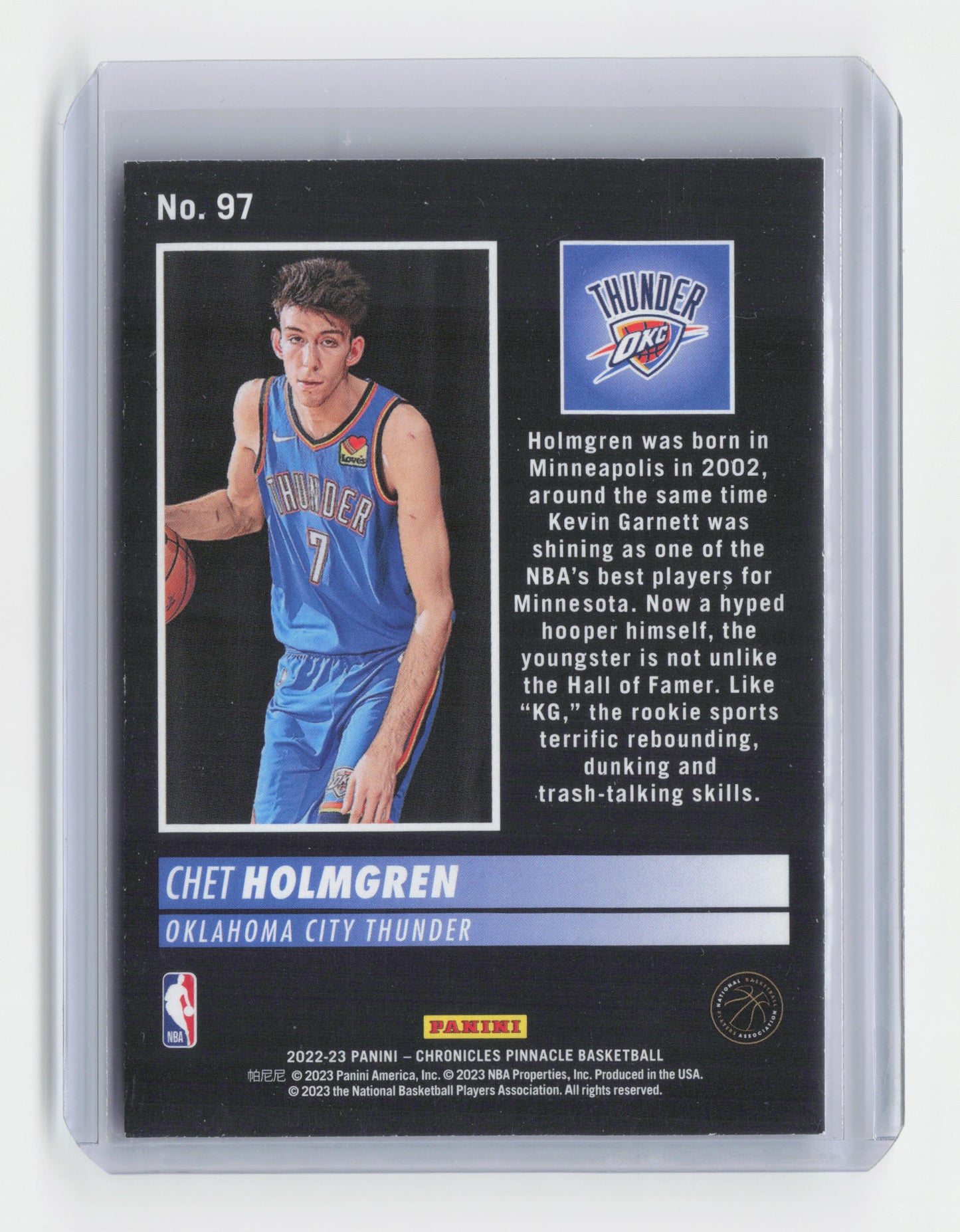 2022-23 CHET HOLMGREN - Pinnacle Rookie - Chronicles - OKC #97