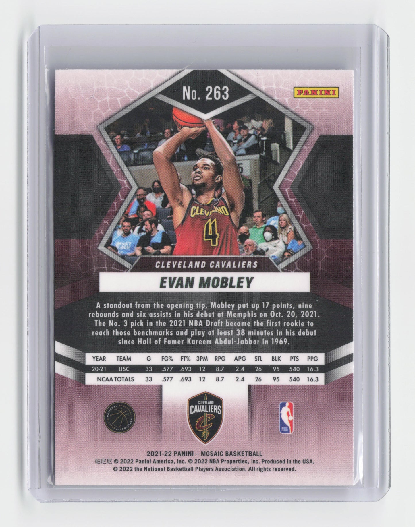 2021-22 EVAN MOBLEY - Rookie Base - Mosaic - Cavaliers #263