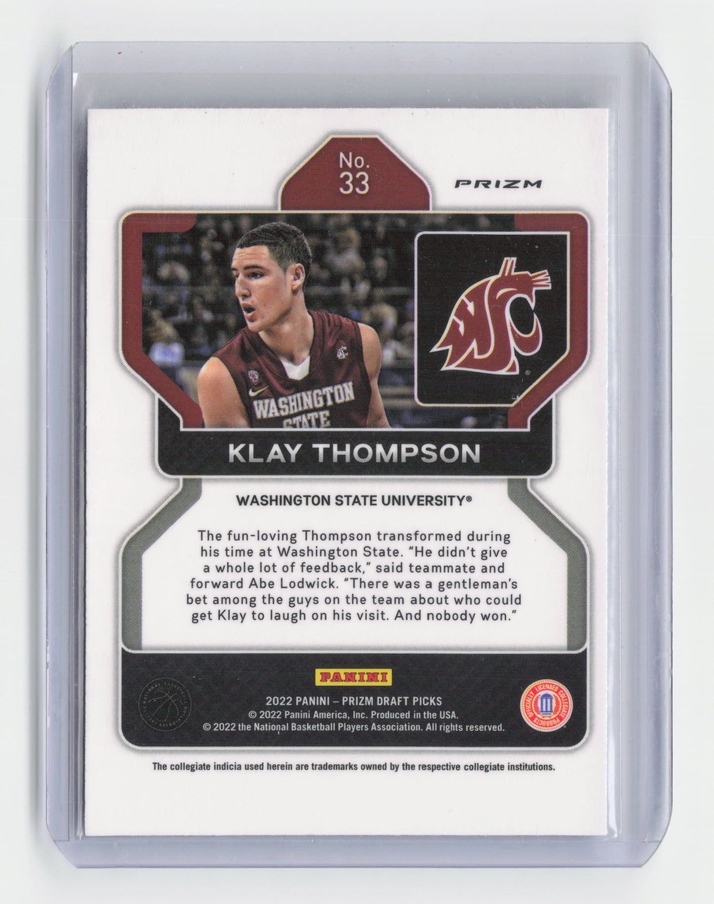 2022 - KLAY THOMPSON - Silver Pulsar - Prizm Draft Picks - Washington Uni
