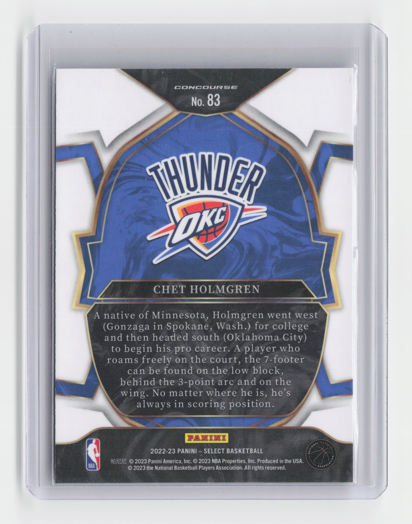 2022-23 - CHET HOLMGREN - Rookie - Select - OKC #83