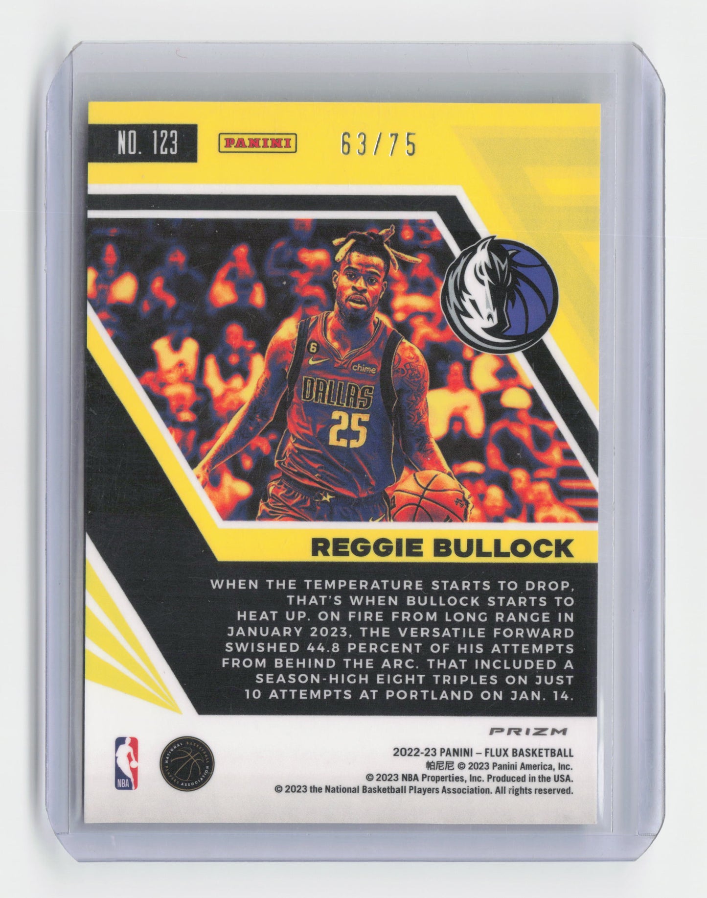 2022-23 - REGGIE BULLOCK - Supernova 63/75 - Flux - Mavericks #123