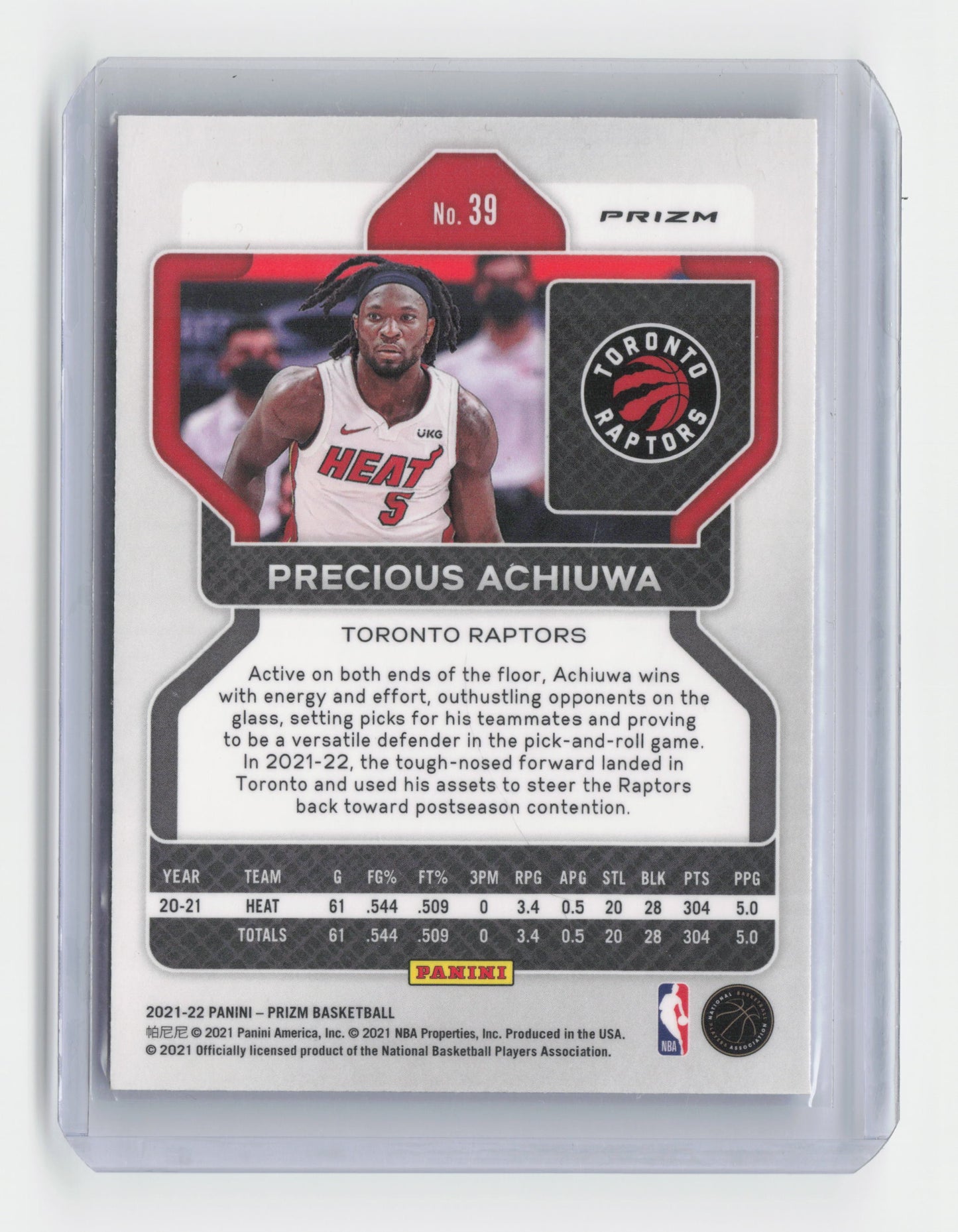 2021-22 - PRECIOUS ACHIWA - Red White & Blue - Prizm - Heat #39
